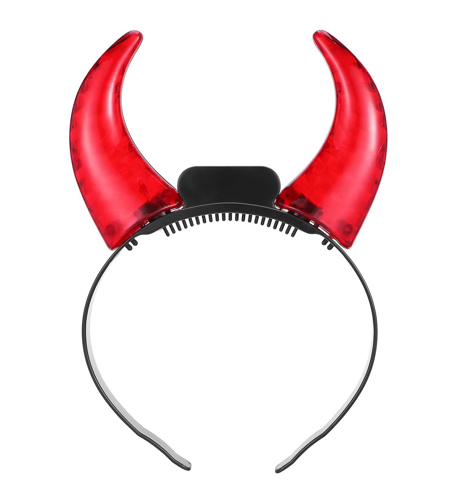 minkissy LED Devil Horns Headband Red Light up Hairband Luminous Demon Horns Head Boppers Carnival Costume Headwear for Kids Adults Cosplay Dress up Party Favors Supplies - Buy Online on GoSupps.com