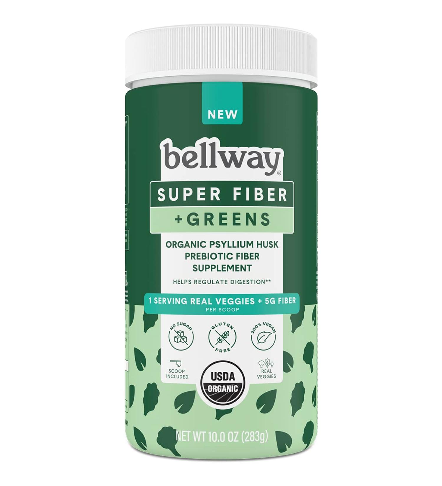 Bellway Super Fiber + Greens Powder - 10.0 Oz Sugar-Free Psyllium Husk Supplement - Buy Online on GoSupps.com