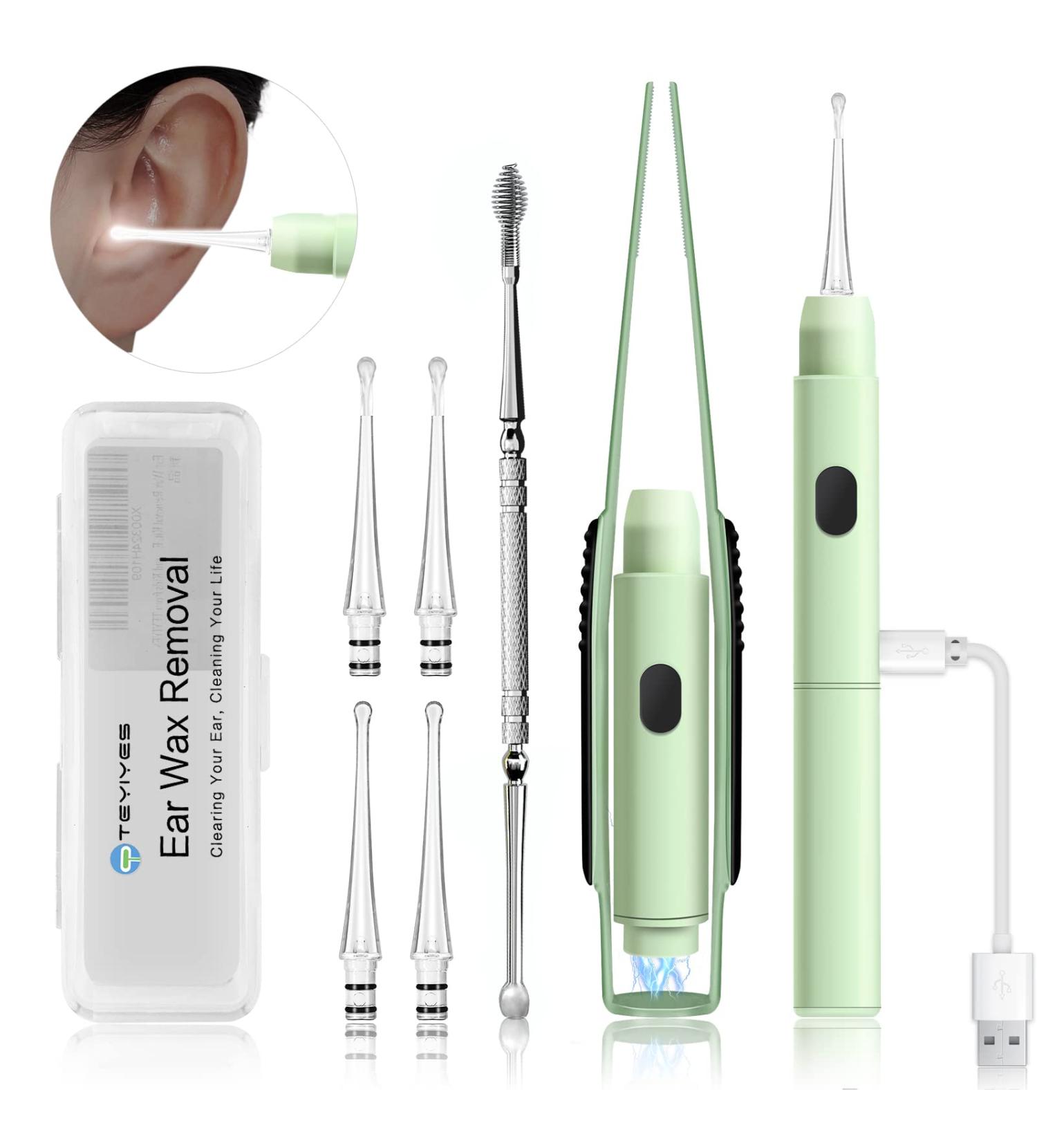 Ear Wax Removal Kit with LED Light - All in One Ear Cleaning Tool Set for Adults, Kids, and Pets - 7 Piece Set (Green) - Buy Online on GoSupps.com