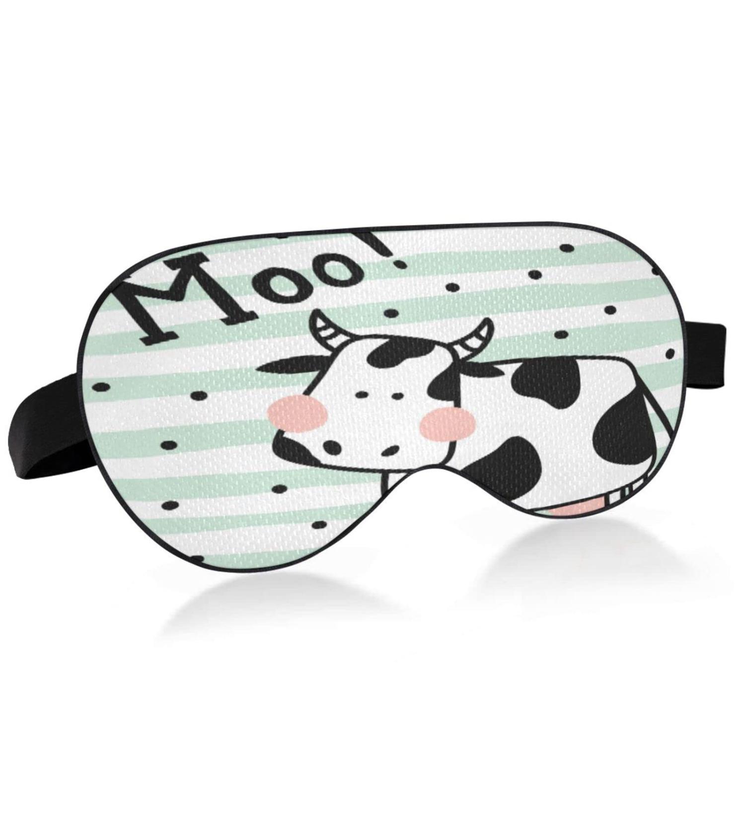 Cute Cow Sleep Mask | Comfortable Eye Mask for Travel & Sleeping | Light Blocking Blindfold with Adjustable Strap - Buy Online on GoSupps.com