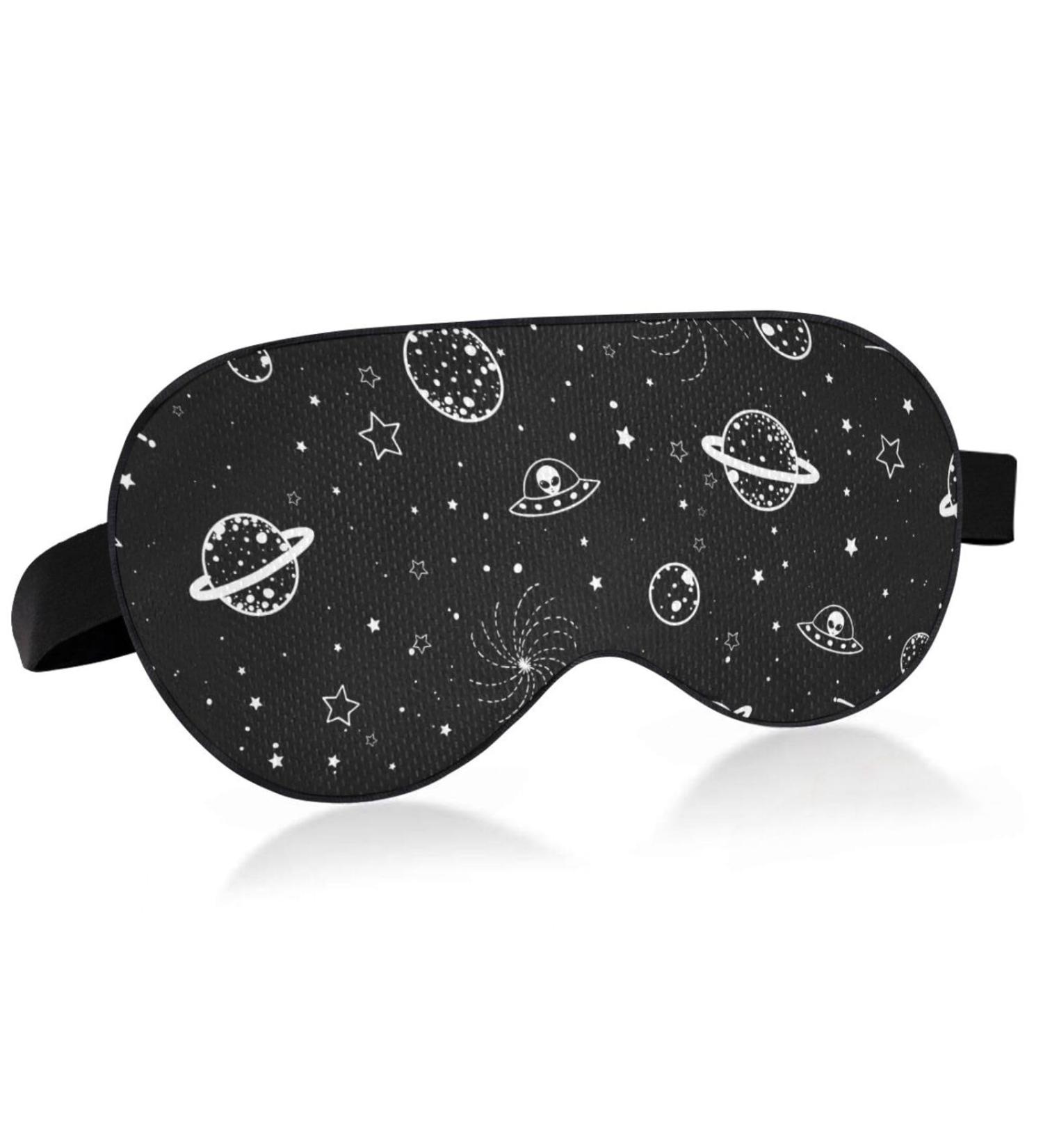 Haskirky Light Blocking Eye Mask Adjustable Breathable Eye Mask for Men and Women | Perfect for Travel, Yoga, and Meditation | Deep Sleep and Comfort | Black Stars Design - Buy Online on GoSupps.com