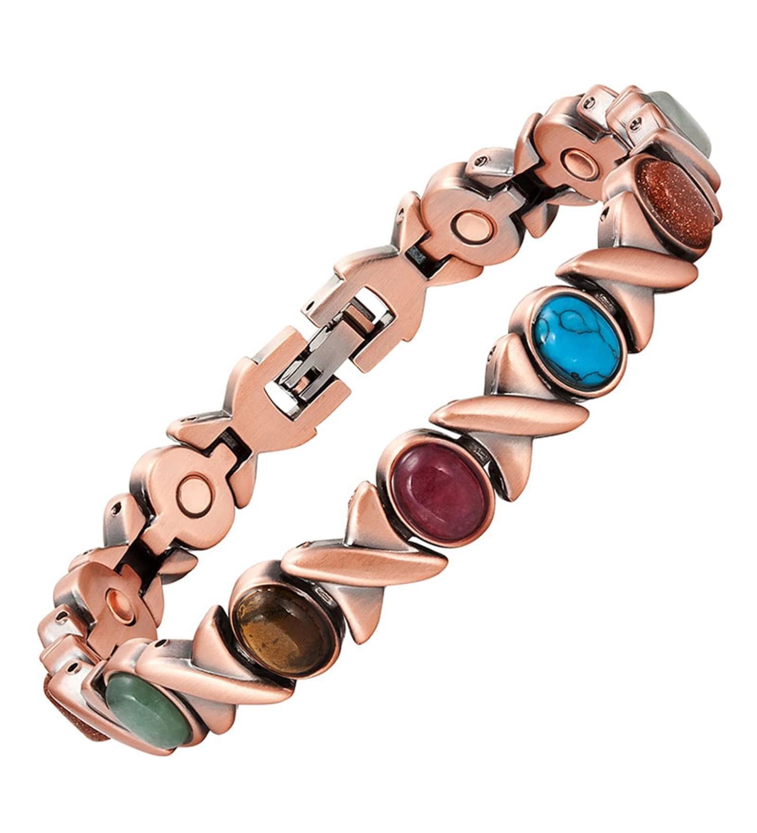 Yinox Magnetic Therapy Arthritis Copper Bracelet for Women | Relieves Wrist Pain | Stylish & Healing with Turkish Turquoise (3500 Gauss) - Buy Online on GoSupps.com