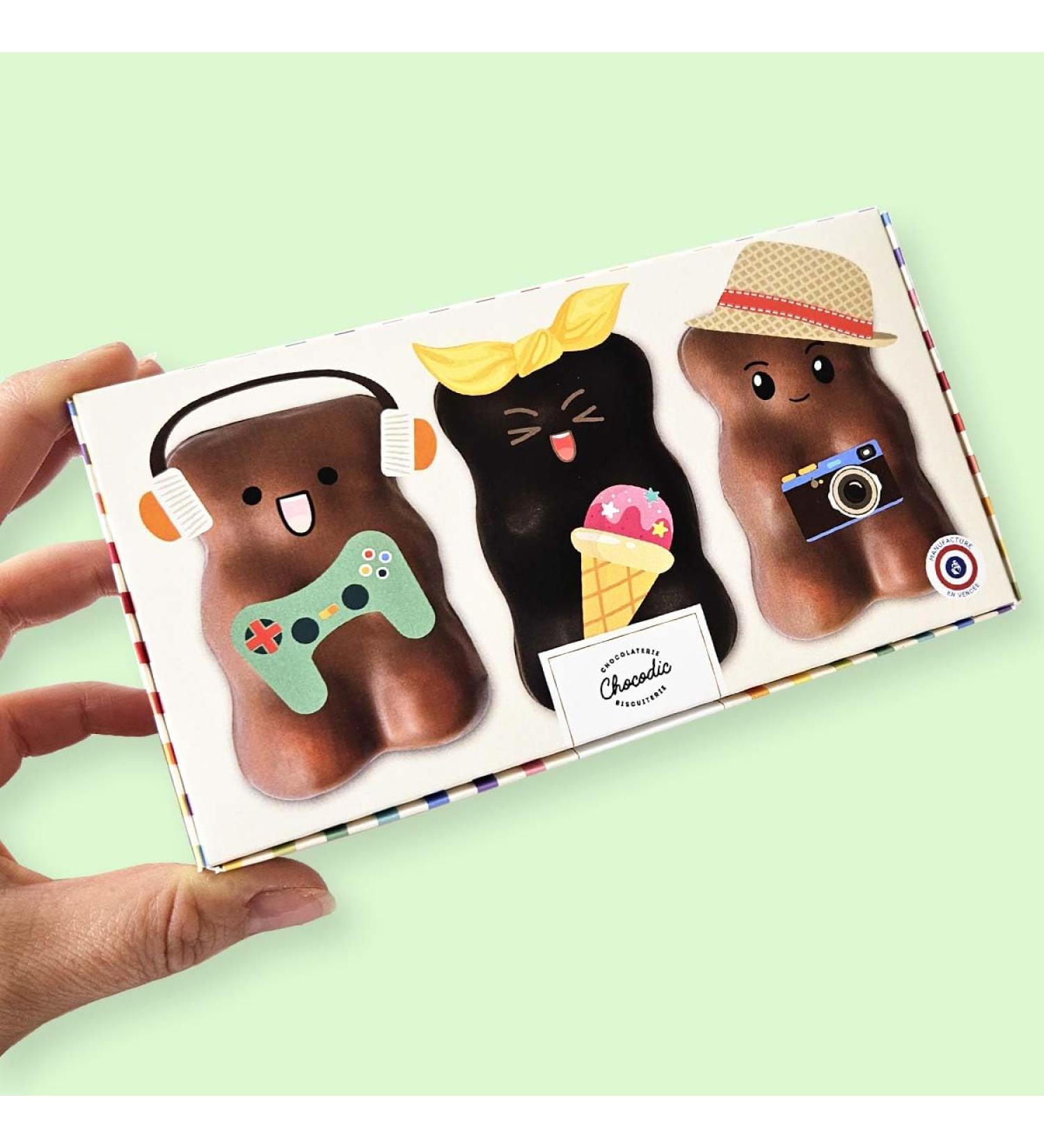 Coffret 3 Oursons Guimauve XL | Guimauve Vanille enrob de Chocolat Lait ou Noir | Anniversaire Remerciement F te des P res F te des M res Ma tresse Ma tre Nounou Coll gue