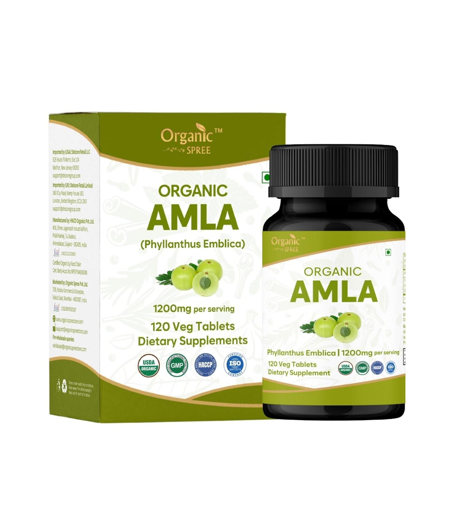 ORGANIC SPREE Amla 120 Tablets USDA Organic Indian Gooseberry Rich in Vitamin C & Supports Immune Health* - Buy Online on GoSupps.com