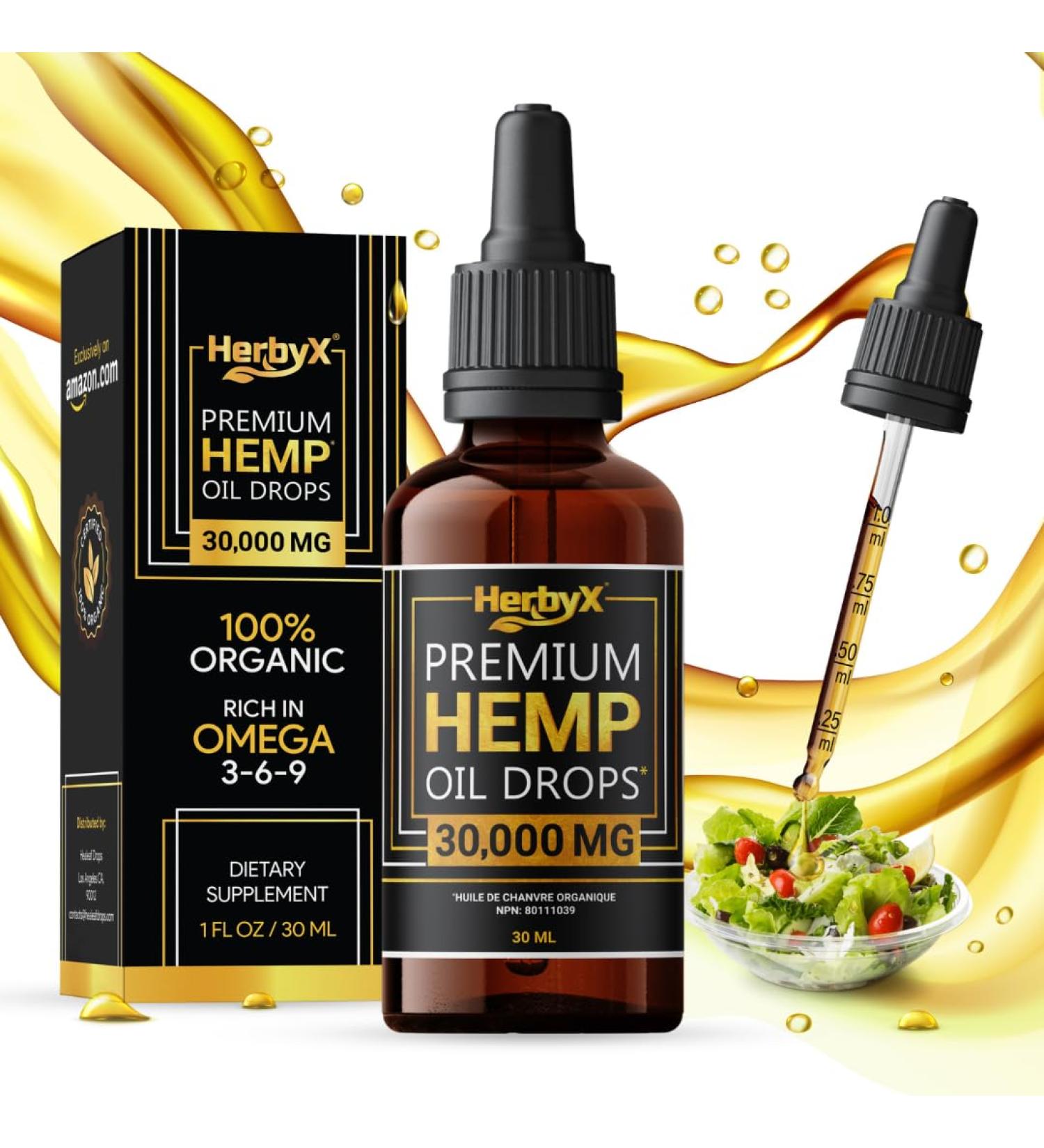 Hemp Oil for Pain & Anxiety Relief 30 000MG Organic Hemp Oil Drops for Better Sleep Mood & Stress Support Vegan Friendly Pure Hemp Seed Oil CO2 Extracted - Rich in Omega 3-6-9 Oils Vitamins & Fatty Acids - NON-GMO Cold Pressed Supplements - Buy Online on GoSupps.com