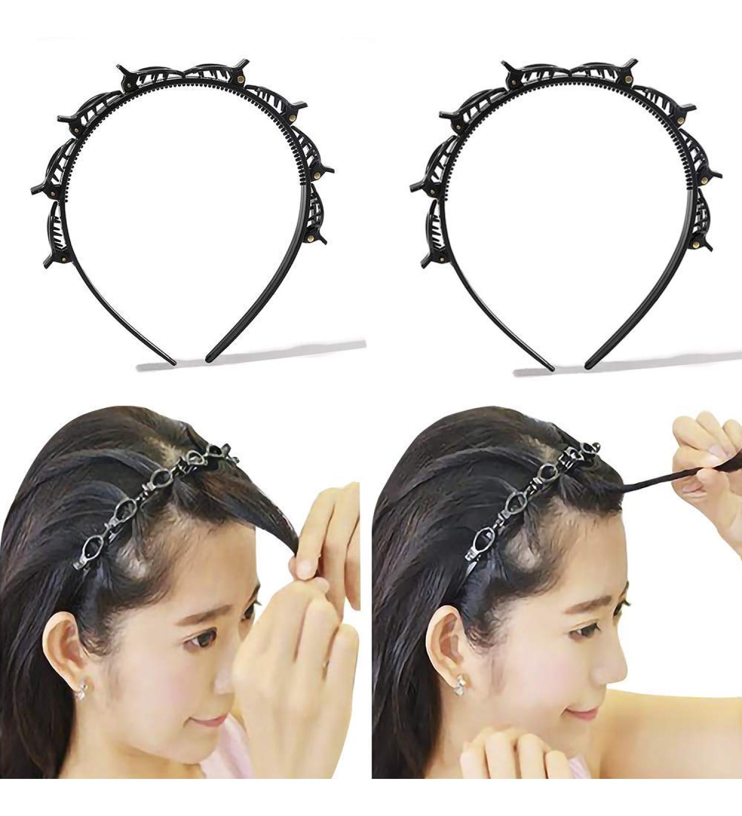 Stylish Headbands for Women & Girls - Thin Plastic Braided Hair Bands with Clips for Workouts - YHHFG-019 - Buy Online on GoSupps.com
