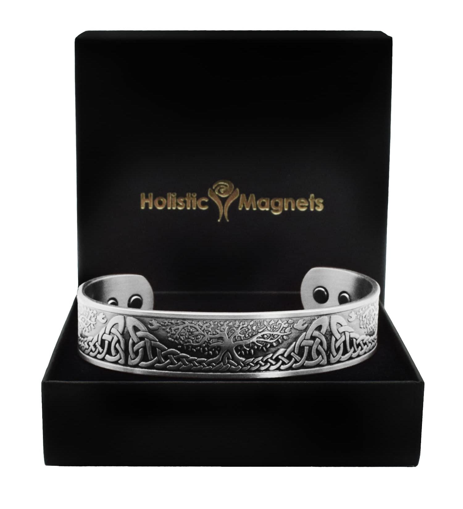 Mens Womens Copper Bracelet pewter coated Copper Bangle with 6 Magnets Adjustable Antique Silver (TLP)-Celtic Tree of Life (L: Wrist 19.5-22.5cm/7.7-8.8") - Buy Online on GoSupps.com