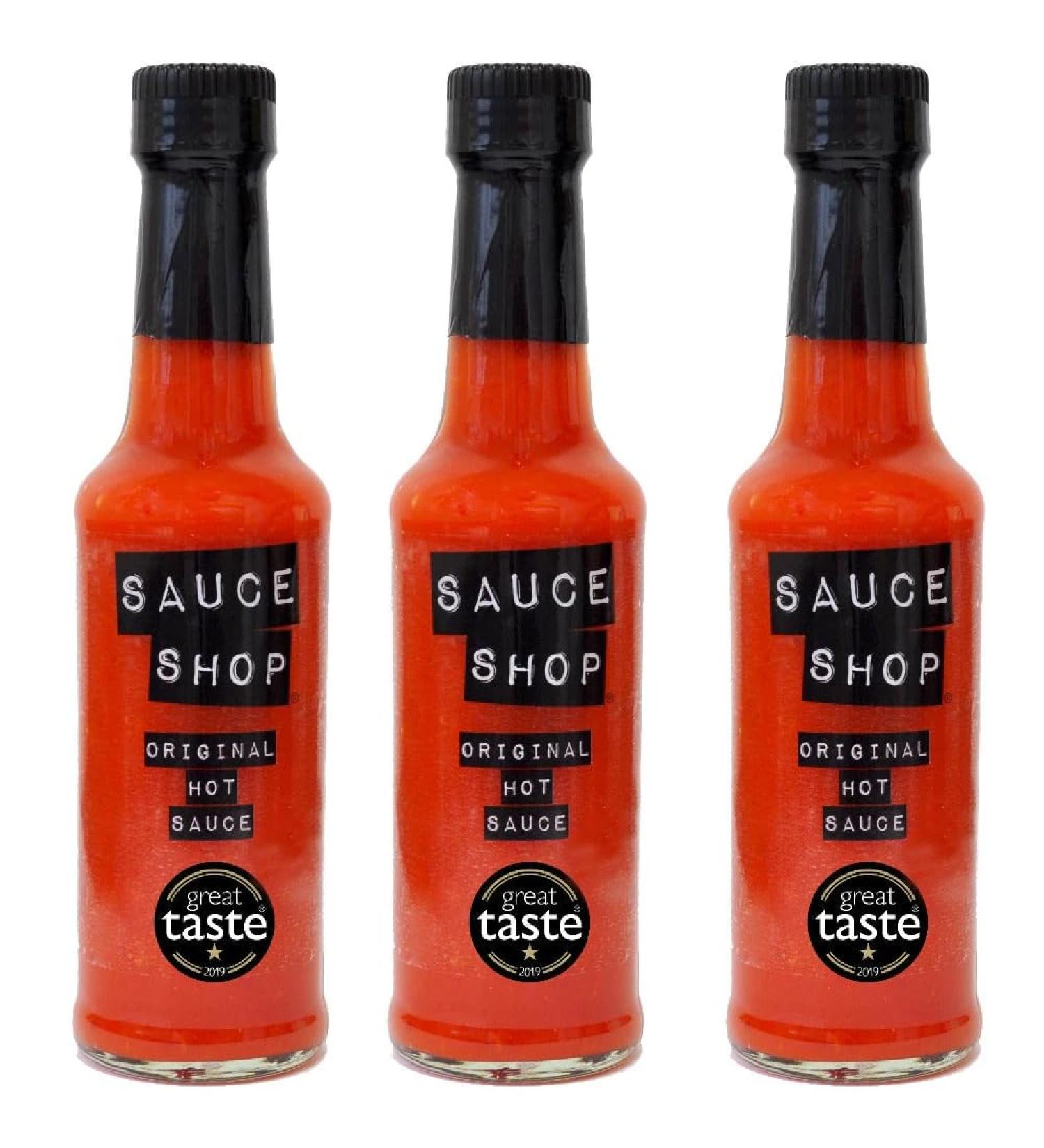 Sauce Shop - Original Hot Sauce Pack of 3 - Vegan Nothing Artifical - 3x 160ml jars