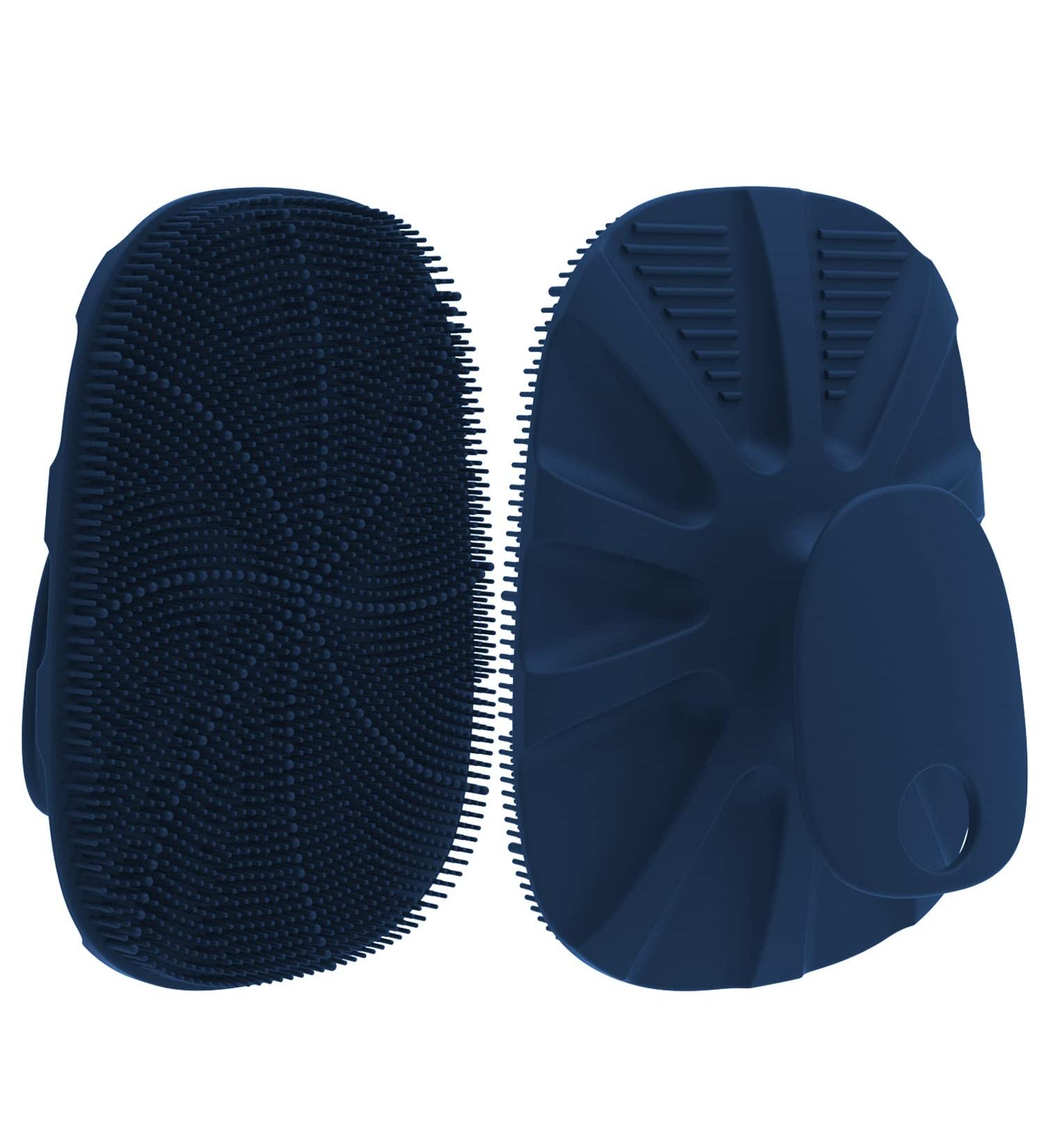 Hieerbus Silicone Body Brush - Deep Cleaning & Massage Shower Brush for Men & Babies | Hygienic Alternative to Luffa & Sponge - Dark Blue - Buy Online on GoSupps.com