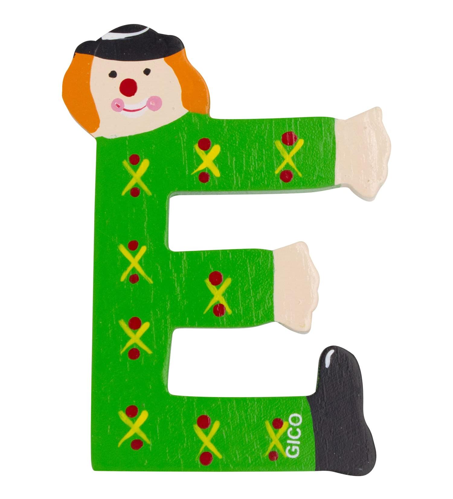 Wooden letters name children's room large decoration for the door funny clowns AZ height approx. 9 cm wooden letter 7361 (E)