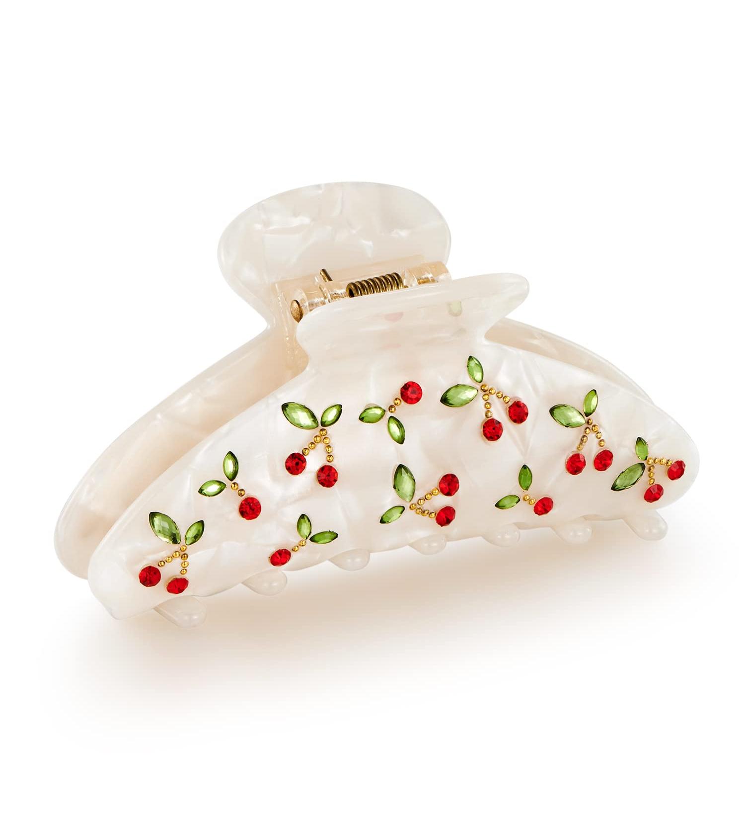 LILIE&WHITE Acrylic Red Cherry Shape Hair Clip with Rhinestone Pattern - Stylish Claws for Women | HC21221A - Buy Online on GoSupps.com