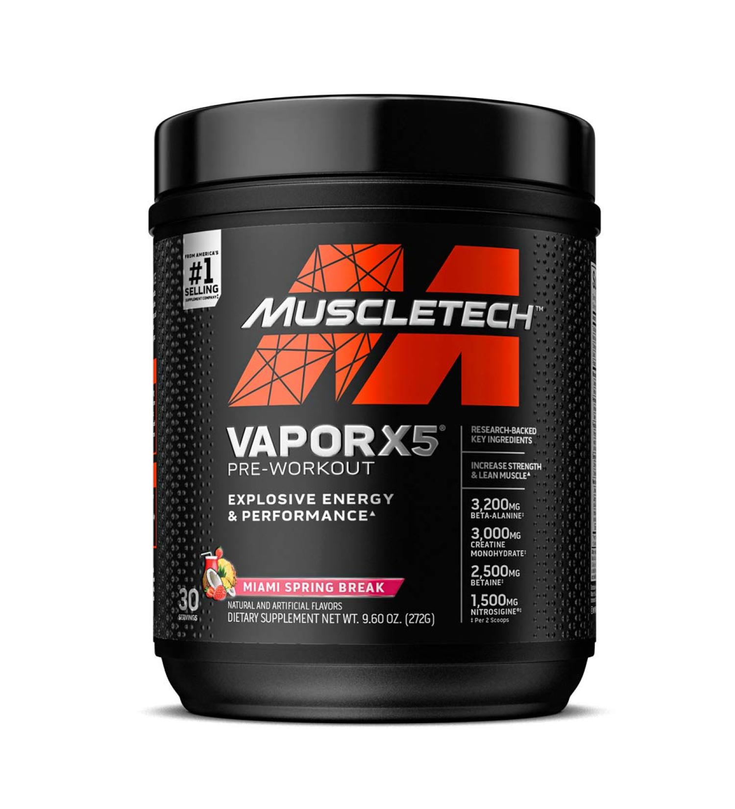 MuscleTech Vapor X5 Pre Workout Powder - Miami Spring Break | Energy Drink Mix for Men & Women | Sports Nutrition Supplement (30 Servings) - Buy Online on GoSupps.com