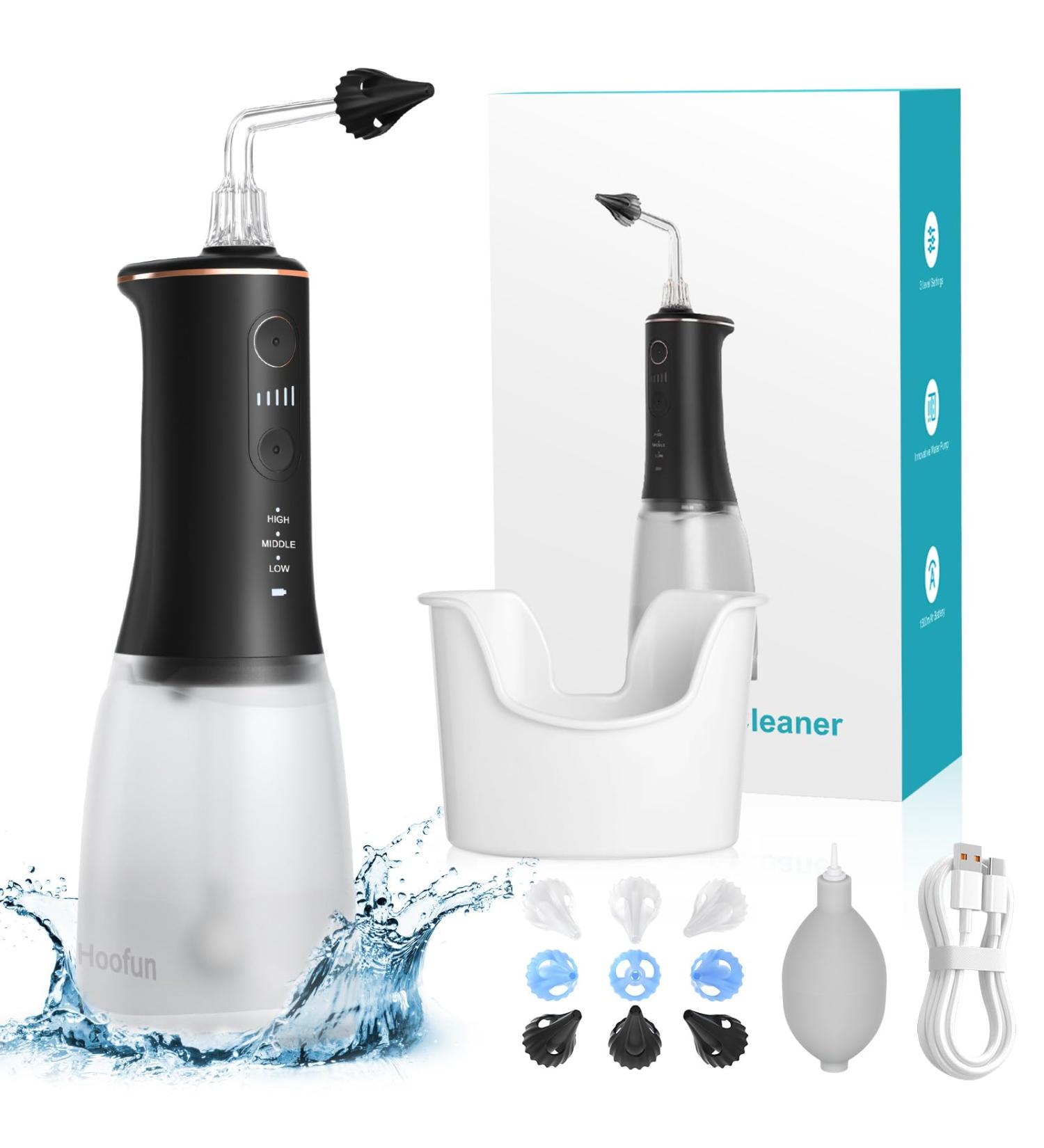 Electric Ear Cleaner Wax Removal Kit with 3-Hole Spray Nozzle - Safe & Effective Ear Irrigation Flushing System for Adults - IPX7 Water Resistant Pulse Ear Cleaning Tool - Buy Online on GoSupps.com
