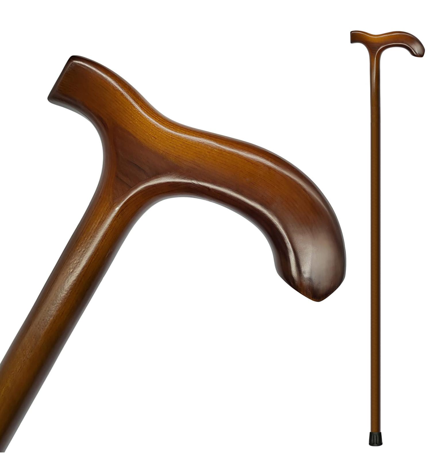 FLYDRUM 36 Inch Wooden Walking Cane - Ergonomic One-Piece Wood Stick for Men and Women - A-Walnut - Buy Online on GoSupps.com