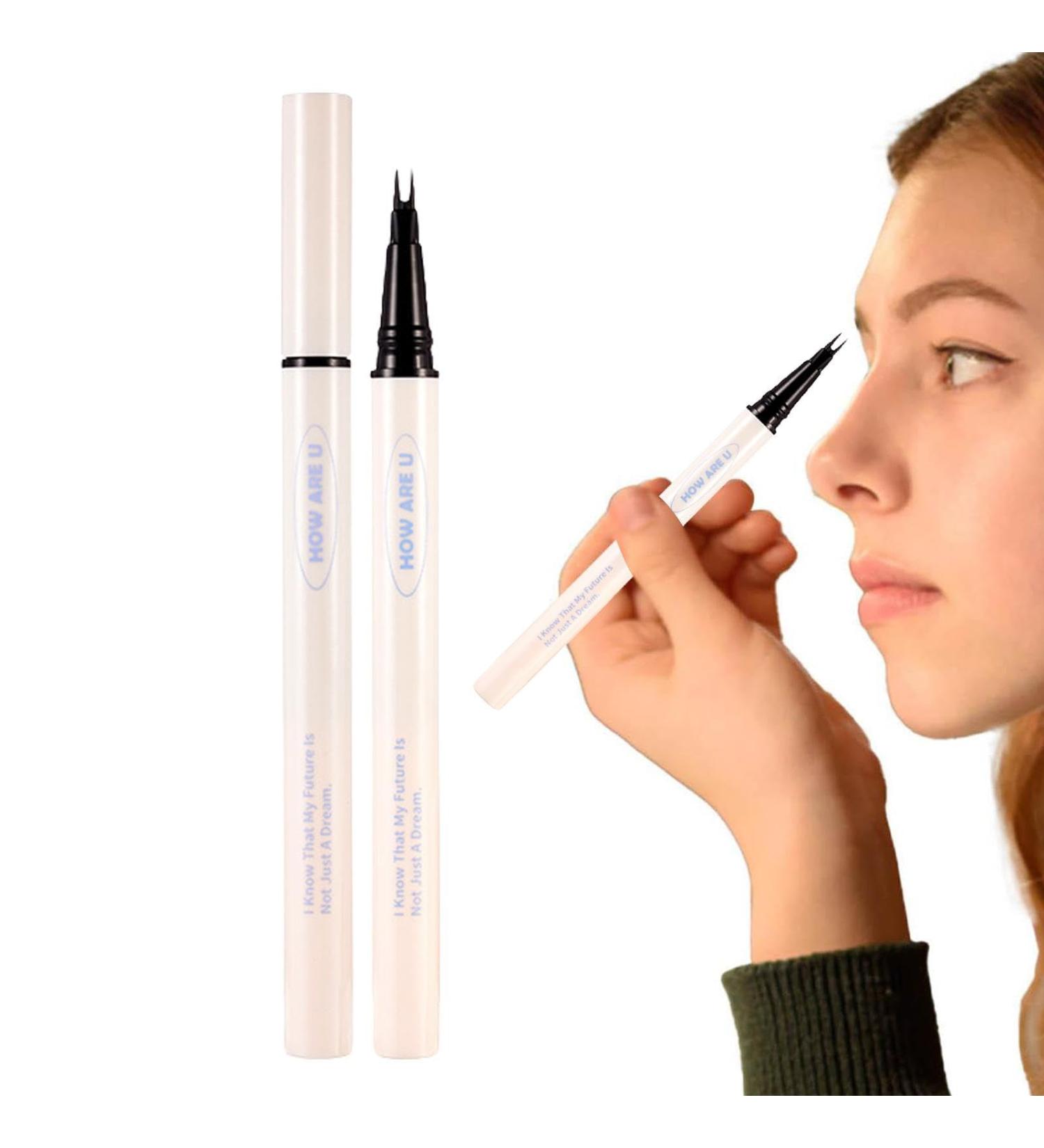 Double Lower Eyelash Pencil Eyeliner Pencil Waterproof Smudge Proof Bottom Eyelashes | Eye Liner Liquid Eyeliner Two-Claw Bottom Lashes Pencil for Eye Makeup Pochy 02# Fog Gray Brown - Buy Online on GoSupps.com