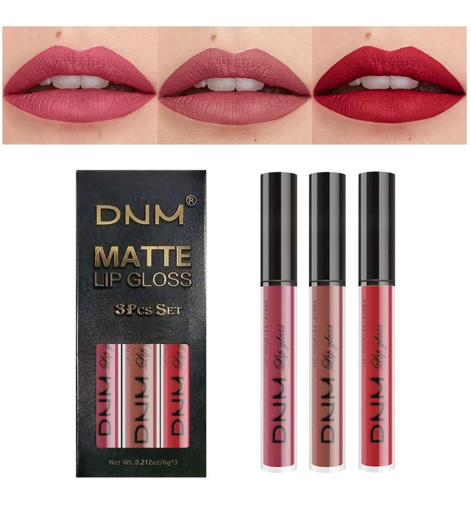 3Pcs Matte Ruby Red & Light Red Liquid Lipstick Set | Long Lasting & Waterproof Lip Gloss Gift | Matt Lipstick for Women - Set10 - Buy Online on GoSupps.com