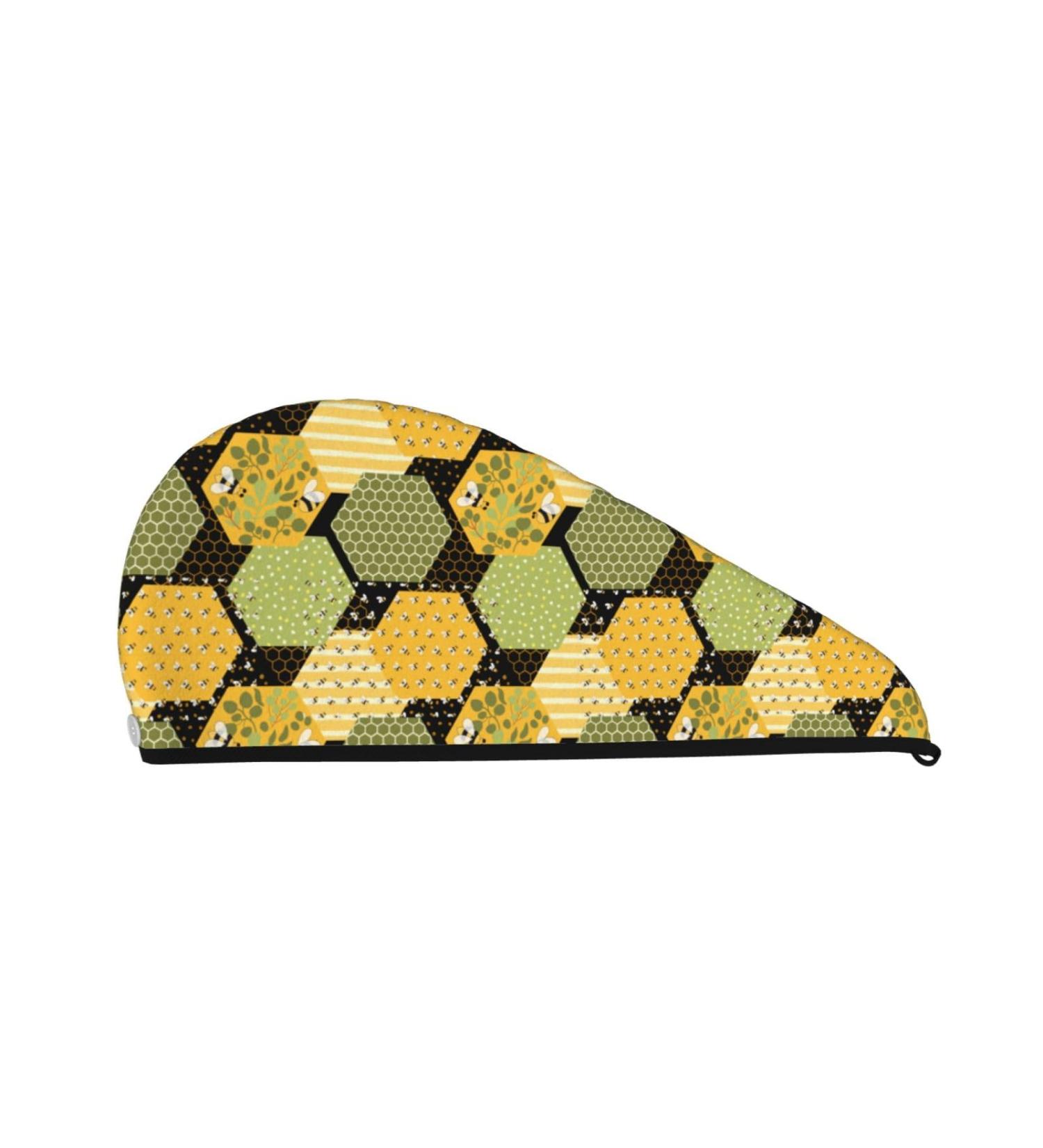 Super Absorbent Bee Honey Microfiber Hair Towel Wrap for Women | Quick Dry Coral Velvet Cap for Long Curly & Thick Hair - Buy Online on GoSupps.com