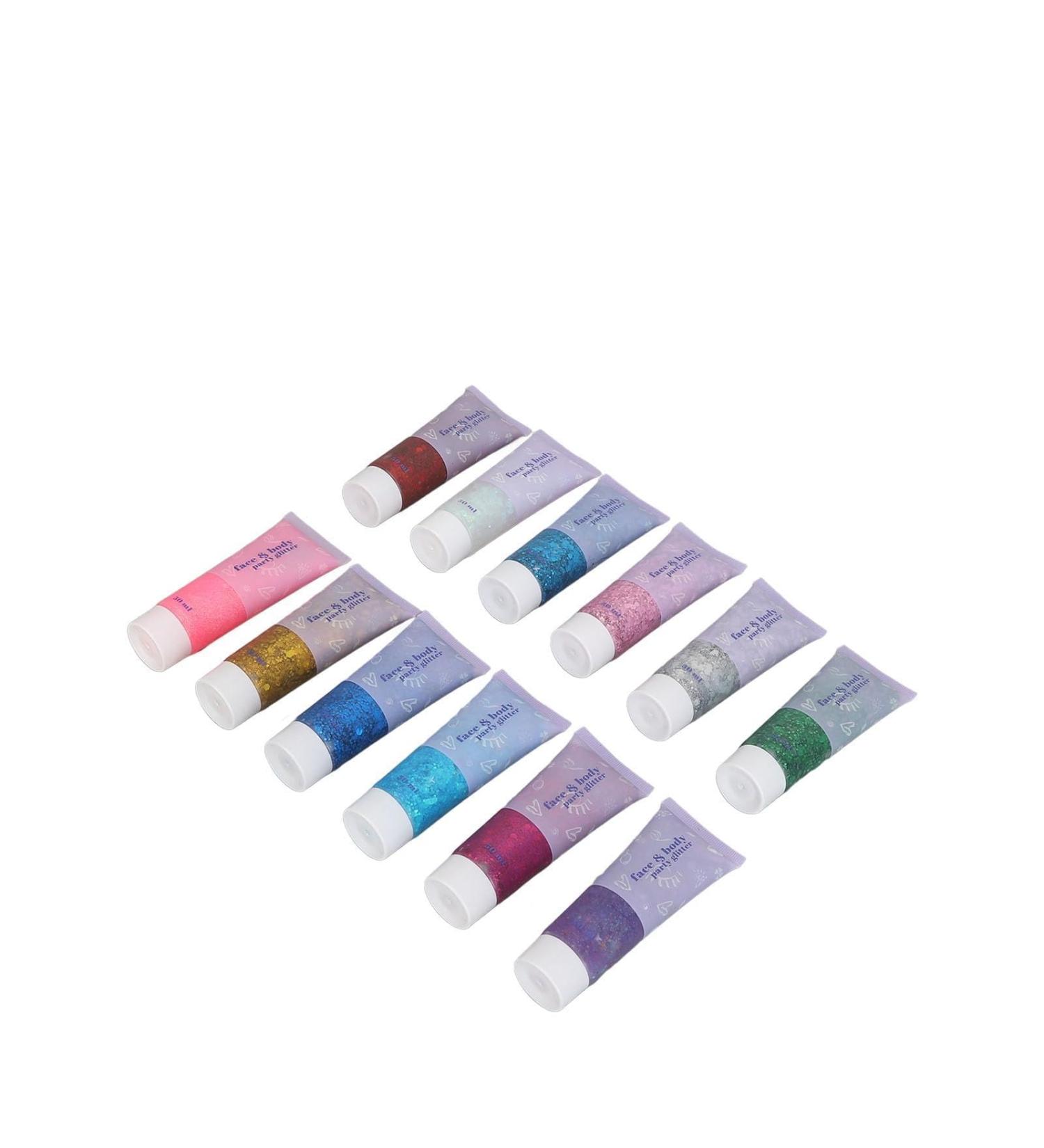 Body Glitter Gel - 12 Colors Holographic Sparkling Cosmetic Powder for Face Eyes Lips & Nails | Perfect for Festivals & Halloween - Buy Online on GoSupps.com