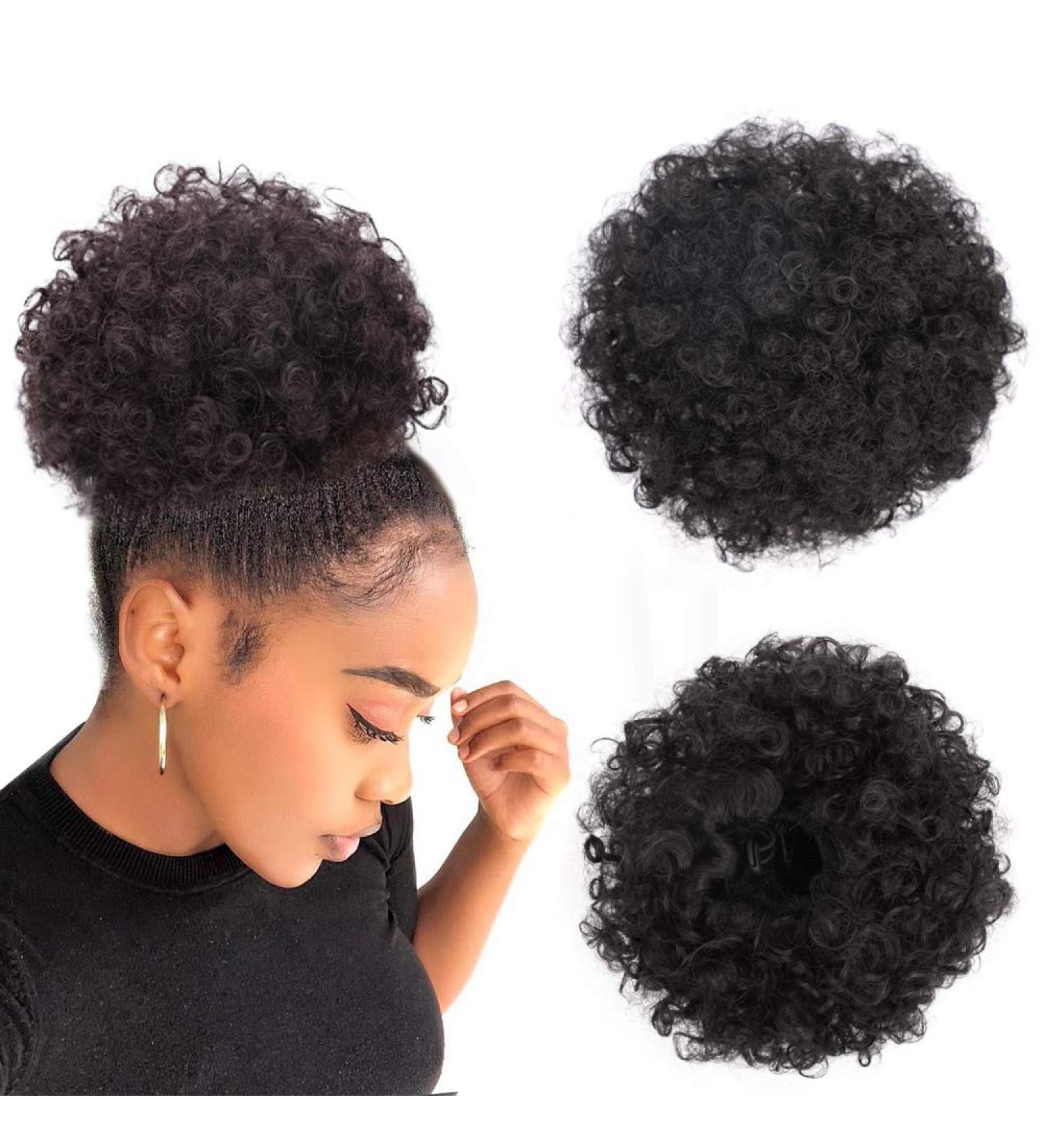 Kinky Curly Afro Puff Drawstring Ponytail for Black Women - 6 Inch (Pack of 1) 1B - Buy Online on GoSupps.com