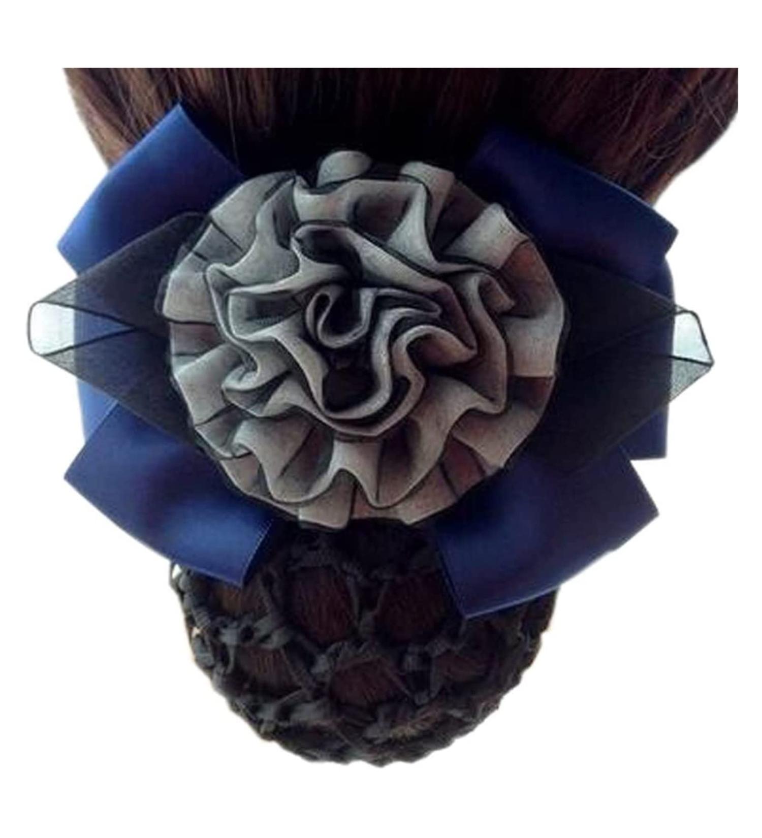 Bowknot Snood Net Net Hair Clip Net Hair Clip Barrette Hairnet Ladies Elastic Bun Bow Barrette Hair Snood Net Barrette Clip for Office Nurse Banks Restaurant Navy Blue K06
