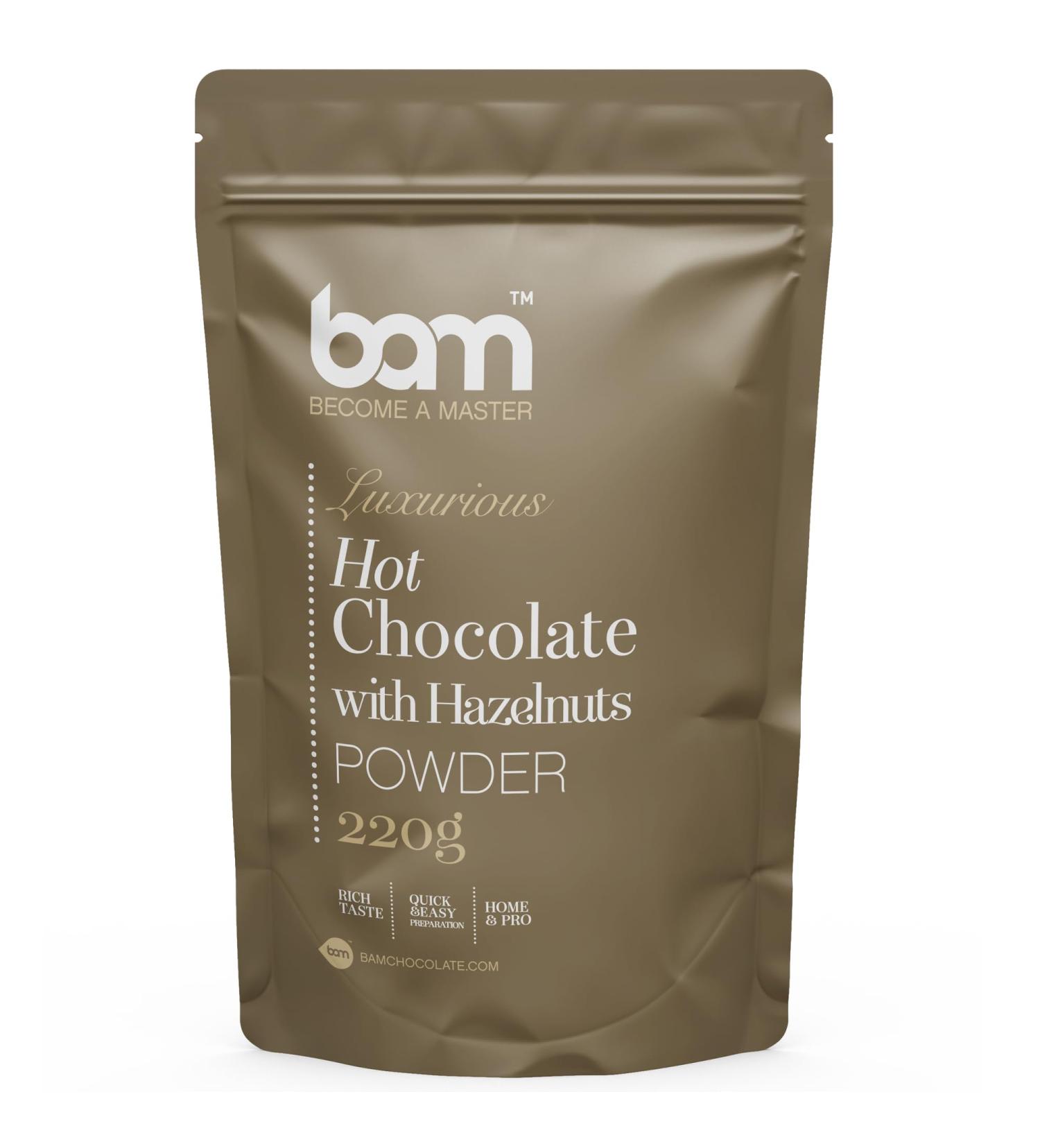 BAM M lange en poudre pour boisson luxueux pour chocolat chaud aux noisettes 220 g 7 portions - Buy Online on GoSupps.com