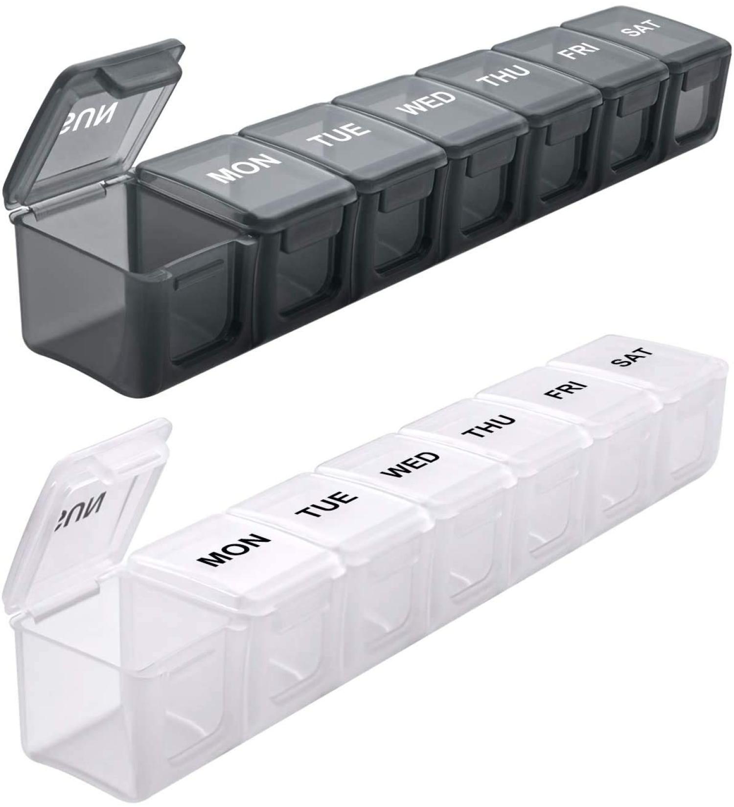 Large Weekly Pill Organizer Sukuos Large Daily Pill Cases for Pills/Vitamin/Fish Oil/Supplements (black+clear) - Buy Online on GoSupps.com