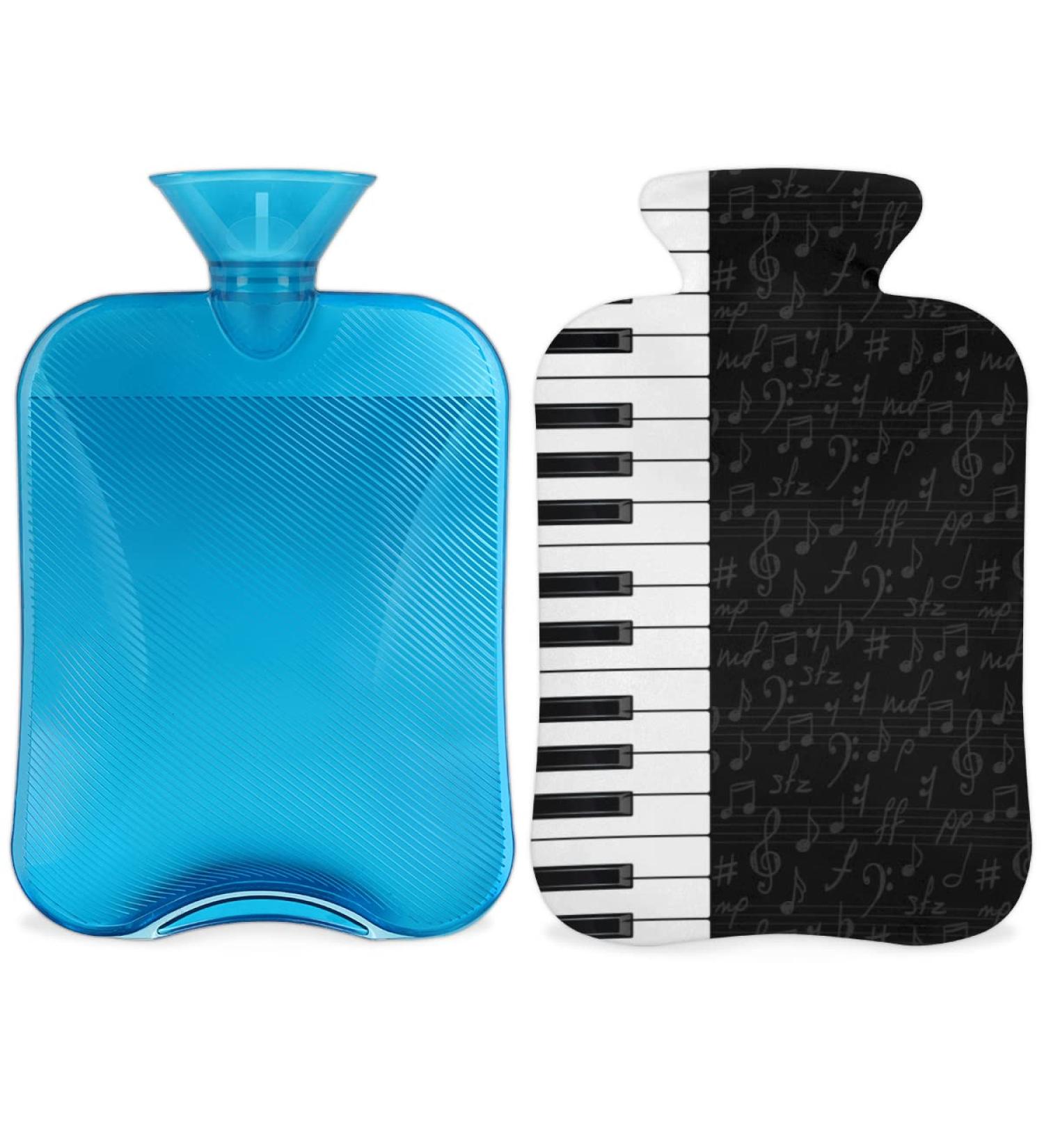 Heat Bottle with Music Piano Buttons | Fluffy Cover 2L Capacity Hot Water Bottle for Pain Relief & Cozy Nights - Buy Online on GoSupps.com