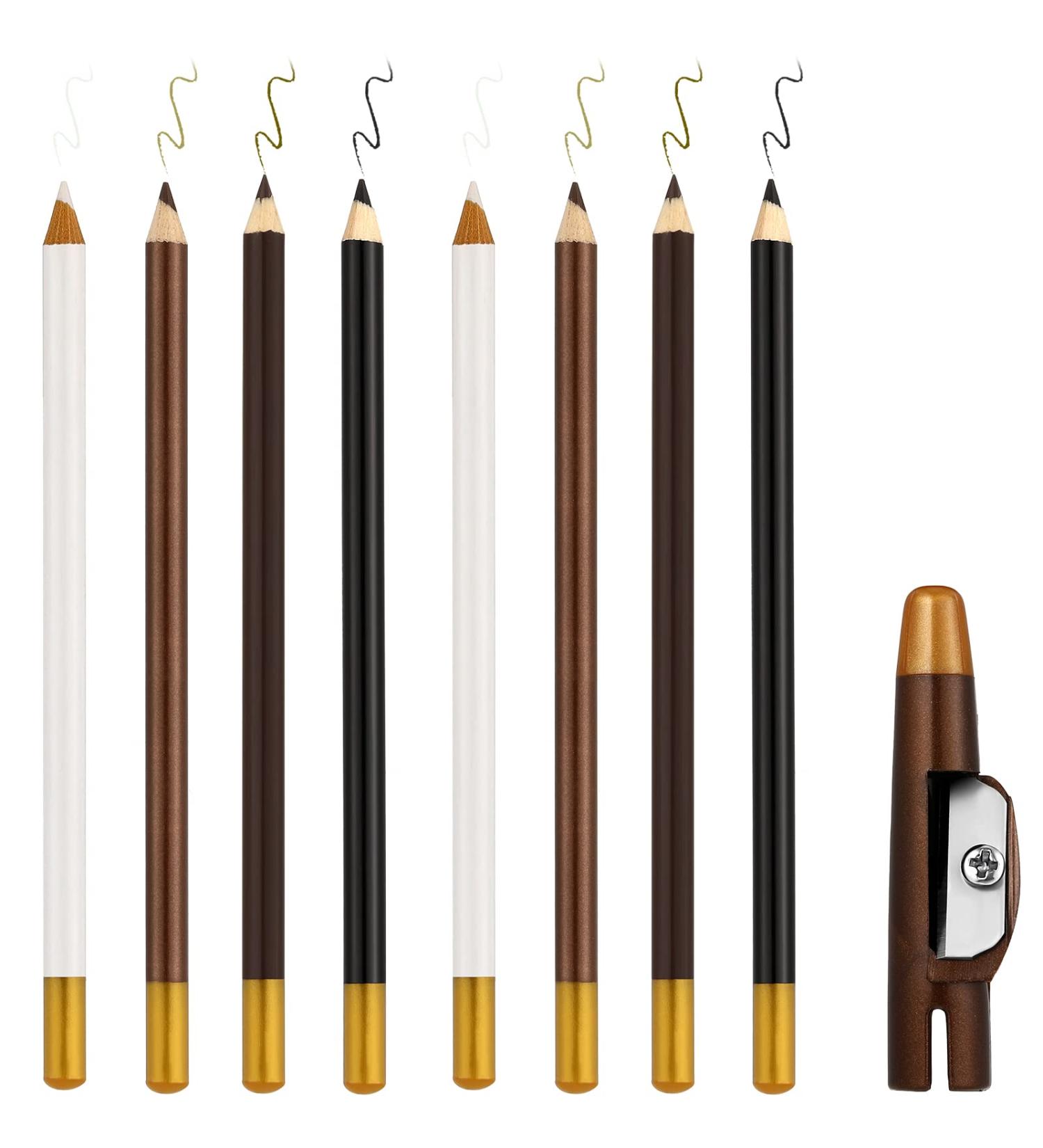 Barber Pencil Set with Built-in Sharpener - Hairline Razor Trace & Beard Guide Outliner Pencils for Men (8 Pieces, Black, White, Dark Brown, Light Brown) - Buy Online on GoSupps.com
