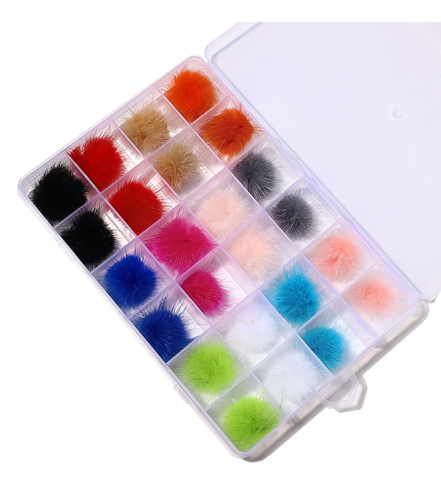 Yzzseven 24PCS Cute Magnetic Nail Poms Mink Fleece 3D Fluffy Ball Set with 12 Colors - Soft Plush DIY Nail Art Decorations - Buy Online on GoSupps.com