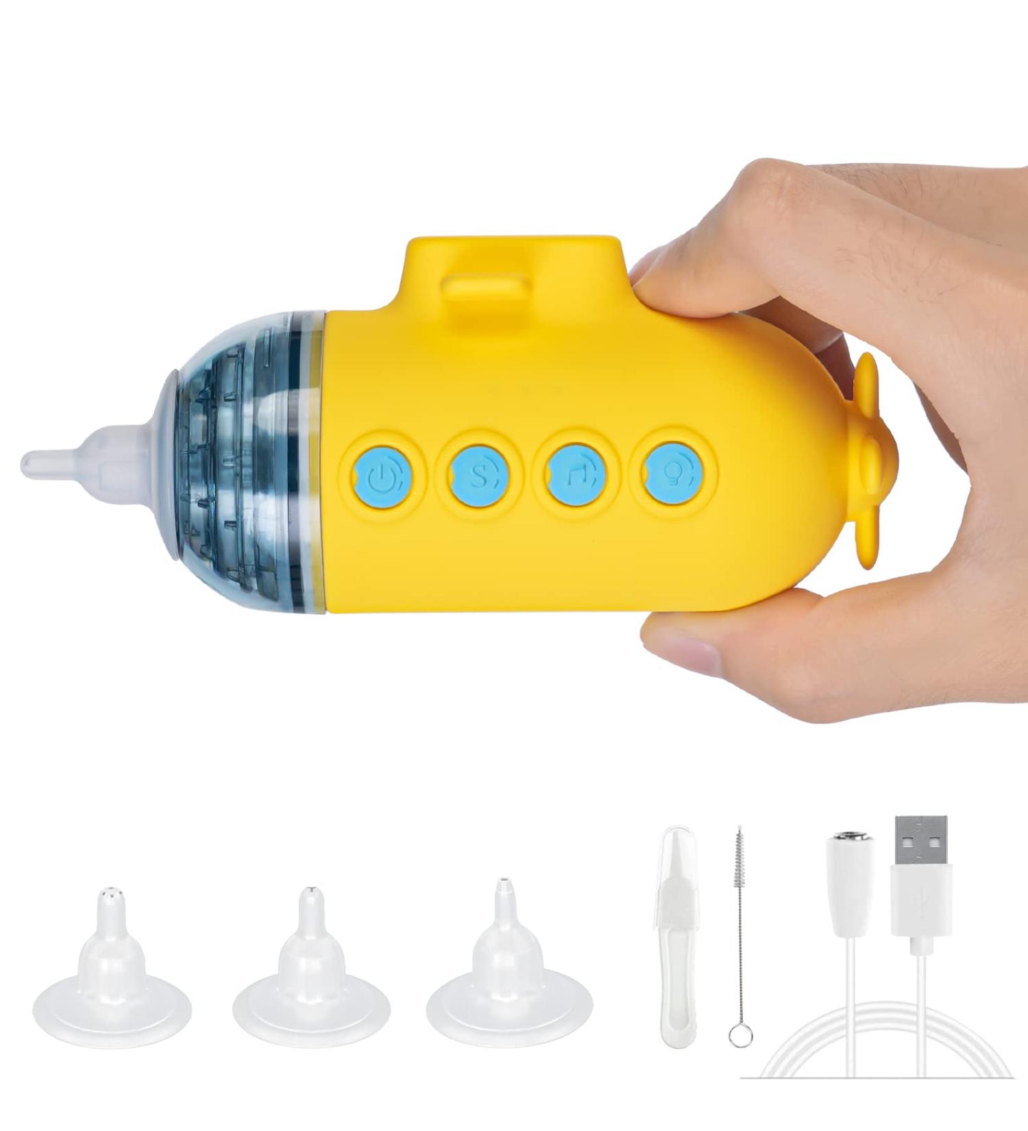Rechargeable Electric Baby Nose Sucker | Nose Suction for Newborns & Toddlers | 3 Nose Tips, Music & Light | Low Noise, Back-Flow Prevention - Buy Online on GoSupps.com