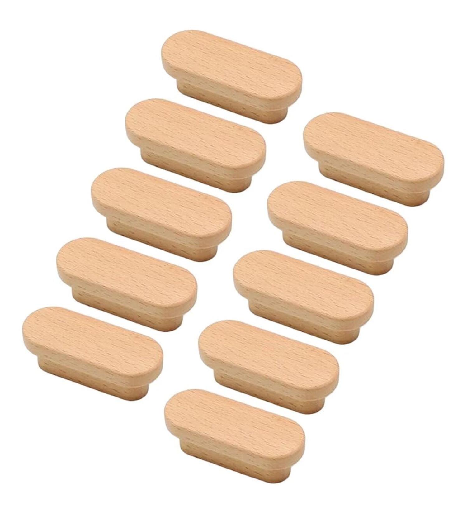 HDJNAL Wooden Drawer Buttons with Screws - 10 Beech Knobs for Cupboards & Drawers 32mm Hole Distance | International Shipping Available - Buy Online on GoSupps.com