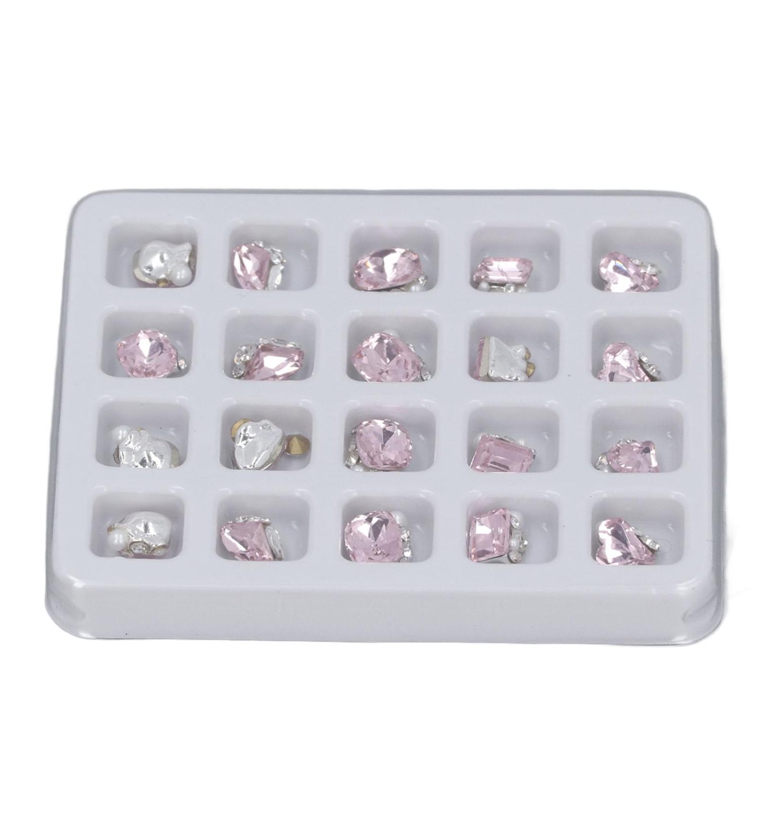 Nail Rhinestones Different Shape Rhinestone Nail Decoration Luxury 20pcs Nail Design Sparkling for Women for Travelling (Pink) - Buy Online on GoSupps.com