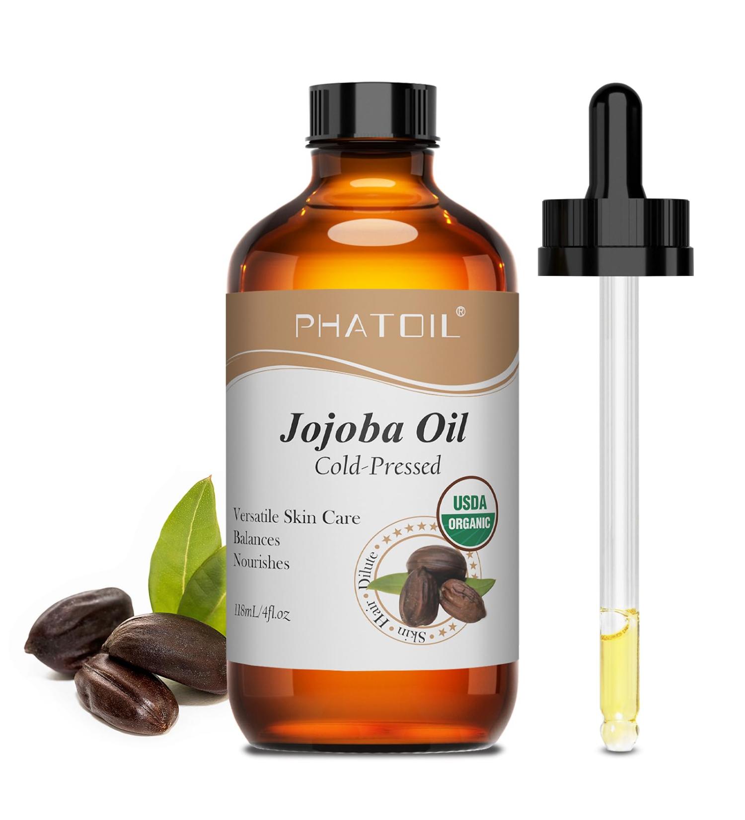PHATOIL Huile de Jojoba Bio 118ML Organic Jojoba Oil 100% Naturelle Pure - Press e Froid - Sans Hexane - Huile Hydratante pour Peau Cheveux Corps Ongles Avec Pipette - Buy Online on GoSupps.com