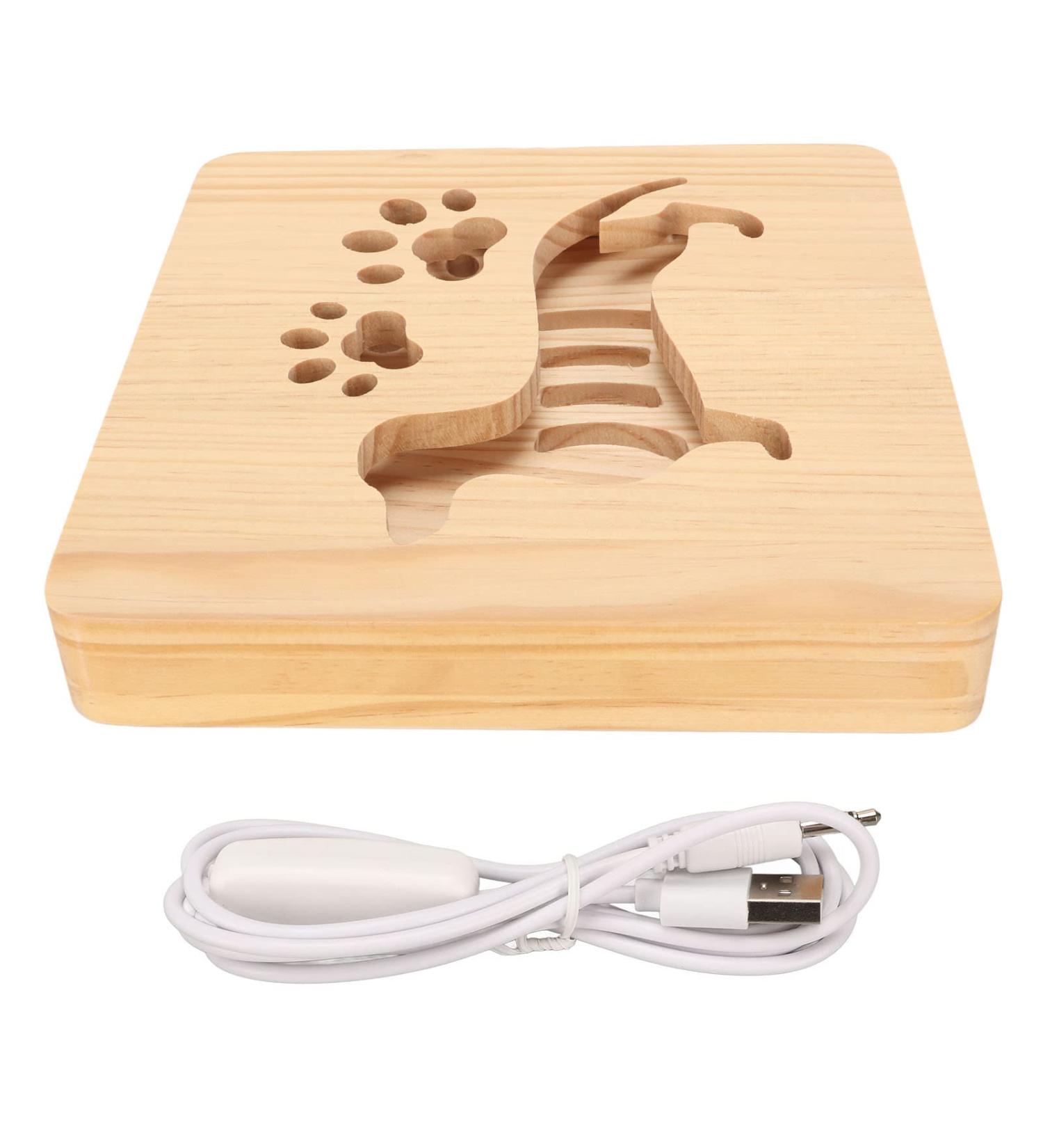 BAOFUYA Dog Shape 3D Wooden Lamp Wood Carving Lamp Dog Night Light 360 Degrees Irradiation Angle 3D Dog Wooden Lamp for Bedroom Living Room Study - Buy Online on GoSupps.com