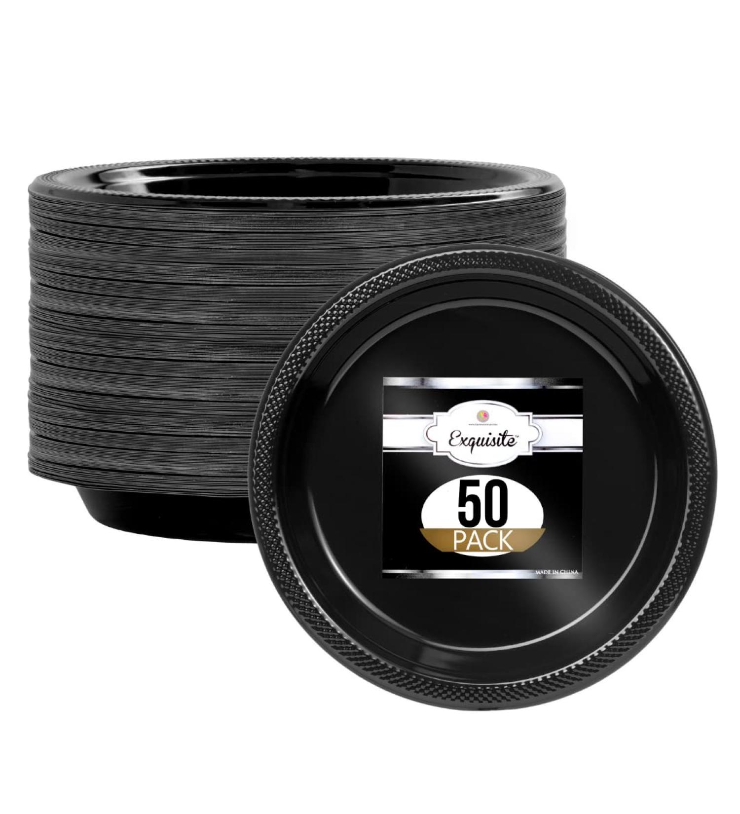 Black Plastic Plates - 10 Inch, 50 Count - Disposable Dinner Party Plates for All Occasions - Buy Online on GoSupps.com