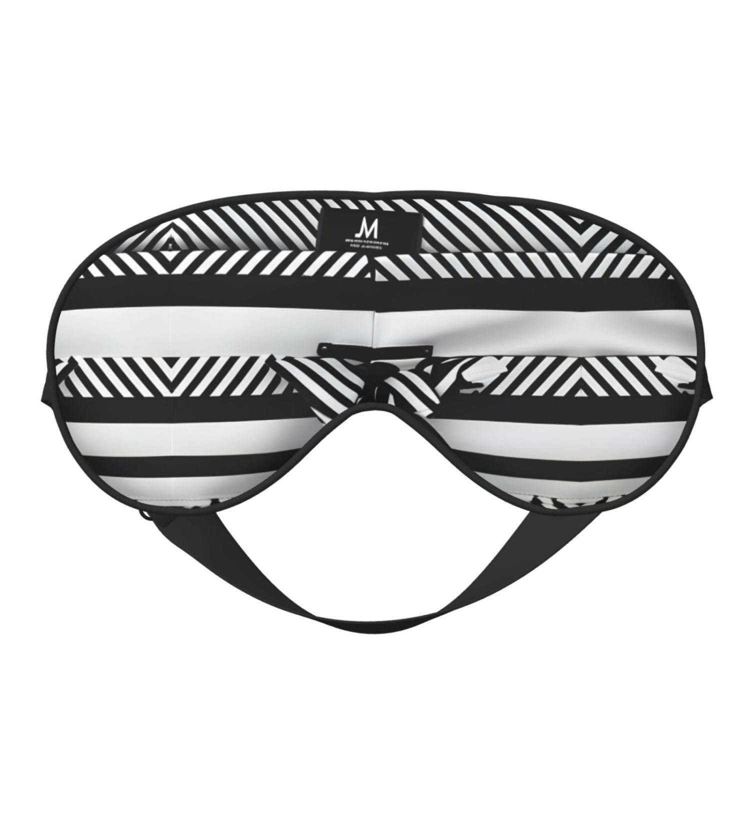 Black White Stripe Ultra-Soft Light-Blocking Eye Mask for Comfort & Restful Sleep - International Shipping - Buy Online on GoSupps.com