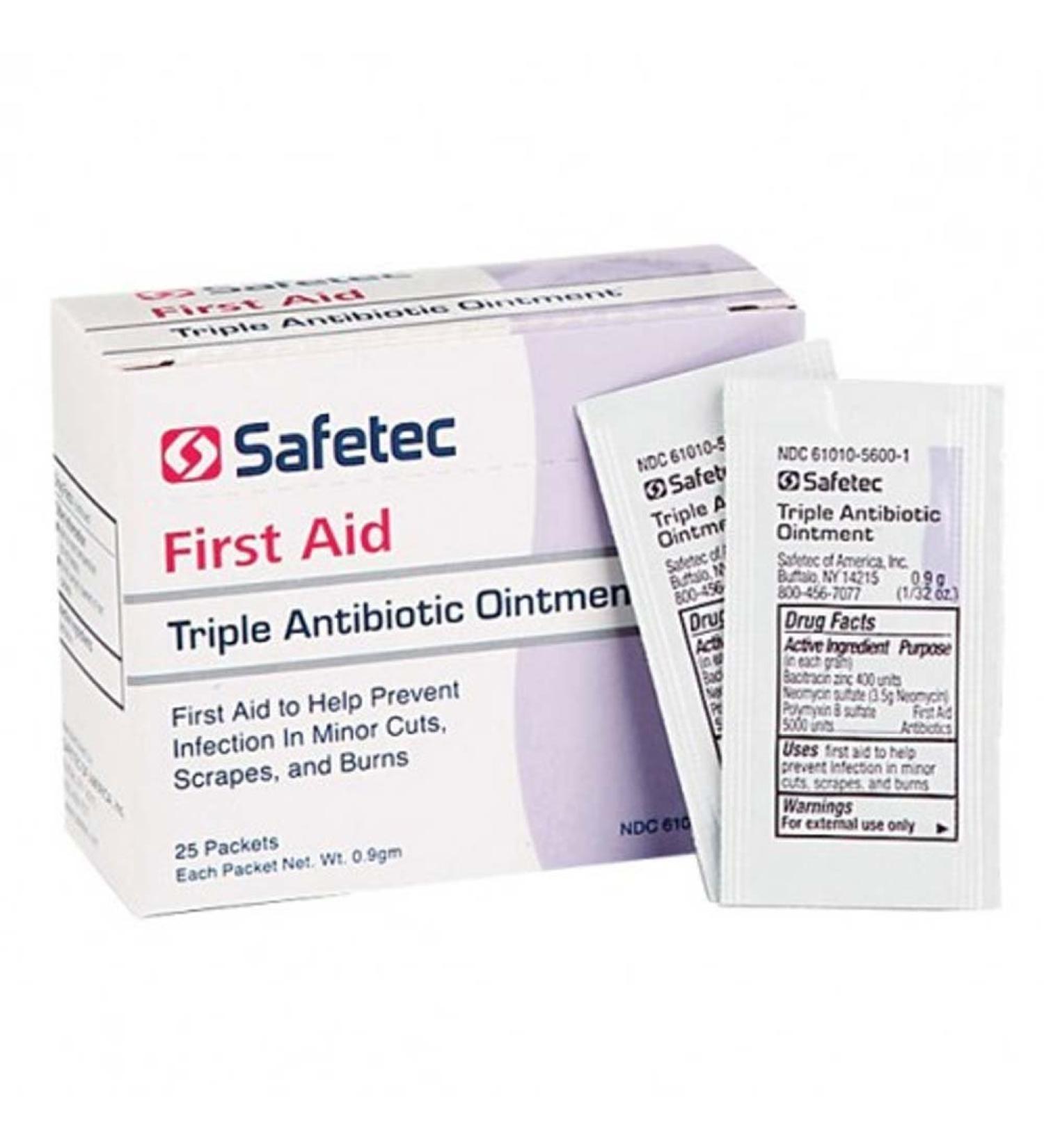 Safetec Triple Antibiotic - 25 0.9 Gram Packet Box Multi-colored