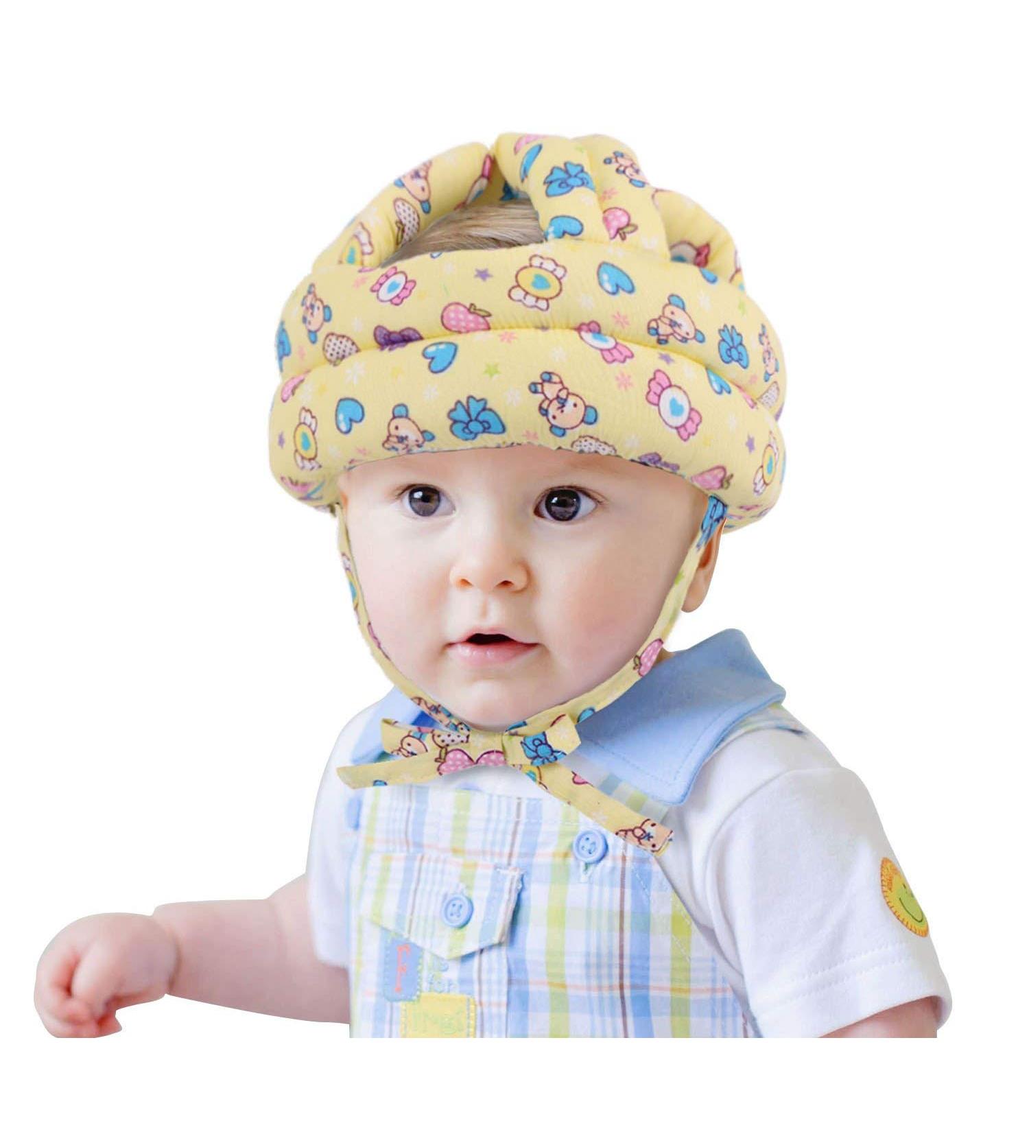 Adjustable Baby Toddler Protective Cap | Soft Safety Helmet for Learn to Walk | Infant Anti-Fall Head Protection Hats (Yellow Candy) - Buy Online on GoSupps.com