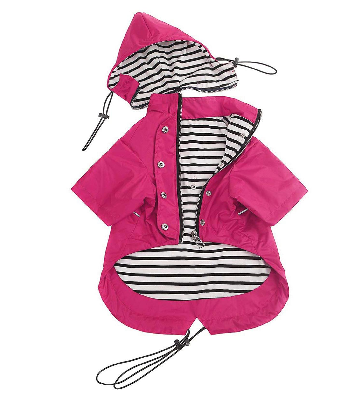 Pethiy Premium Dogs Raincoat | Waterproof Dog Jacket with Zipper & Reflective Buttons | Pink Rainy Hoodies for Dogs - Buy Online on GoSupps.com