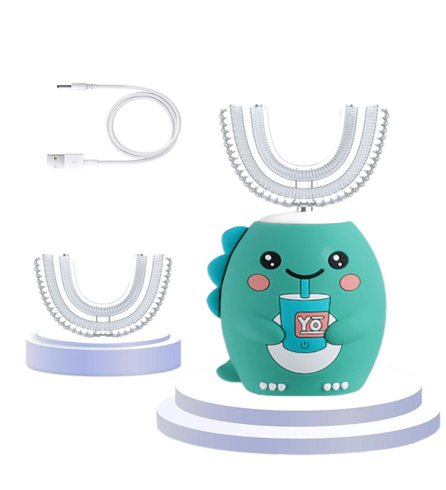 Kids Ultrasonic Electric Toothbrush | U-Shaped Automatic 360 Cleaning | Six Smart Modes | Auto Whitening, IPX7 Waterproof Design for Children Ages 2-7 | Green - Buy Online on GoSupps.com