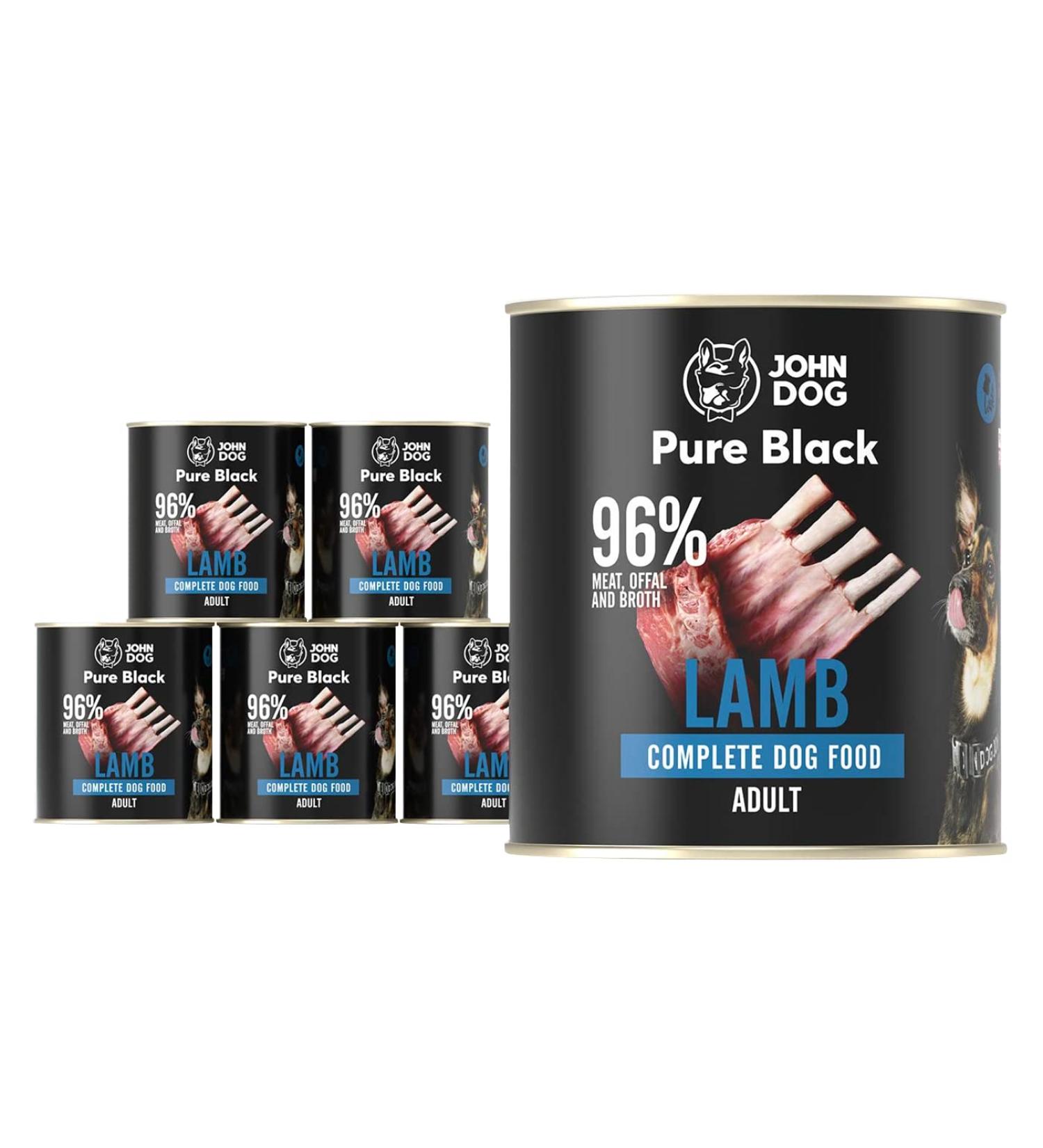 JOHN DOG Pure Black Lamb 6 x 800 g for Dogs Prone to Allergies Grain Free Monoprotein Dog Food for Adult Dogs of All Breeds - Buy Online on GoSupps.com
