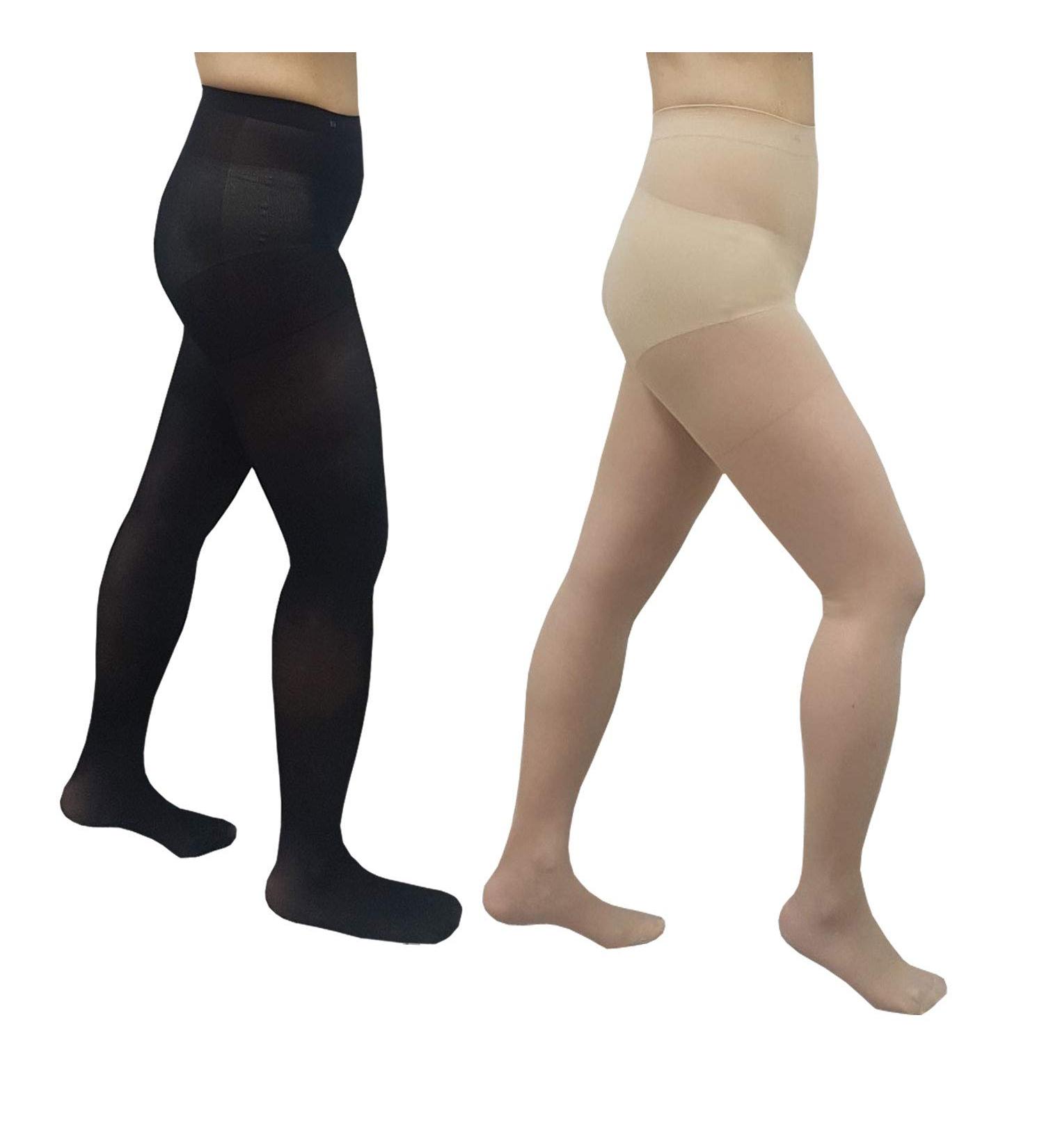 Nsocks 2-Pack Women's Compression Tights - 40 Denier Support Stockings (Black & Skin Color) | Nursing Closed Toe 6-15 mmHg - International Shipping Available - Buy Online on GoSupps.com