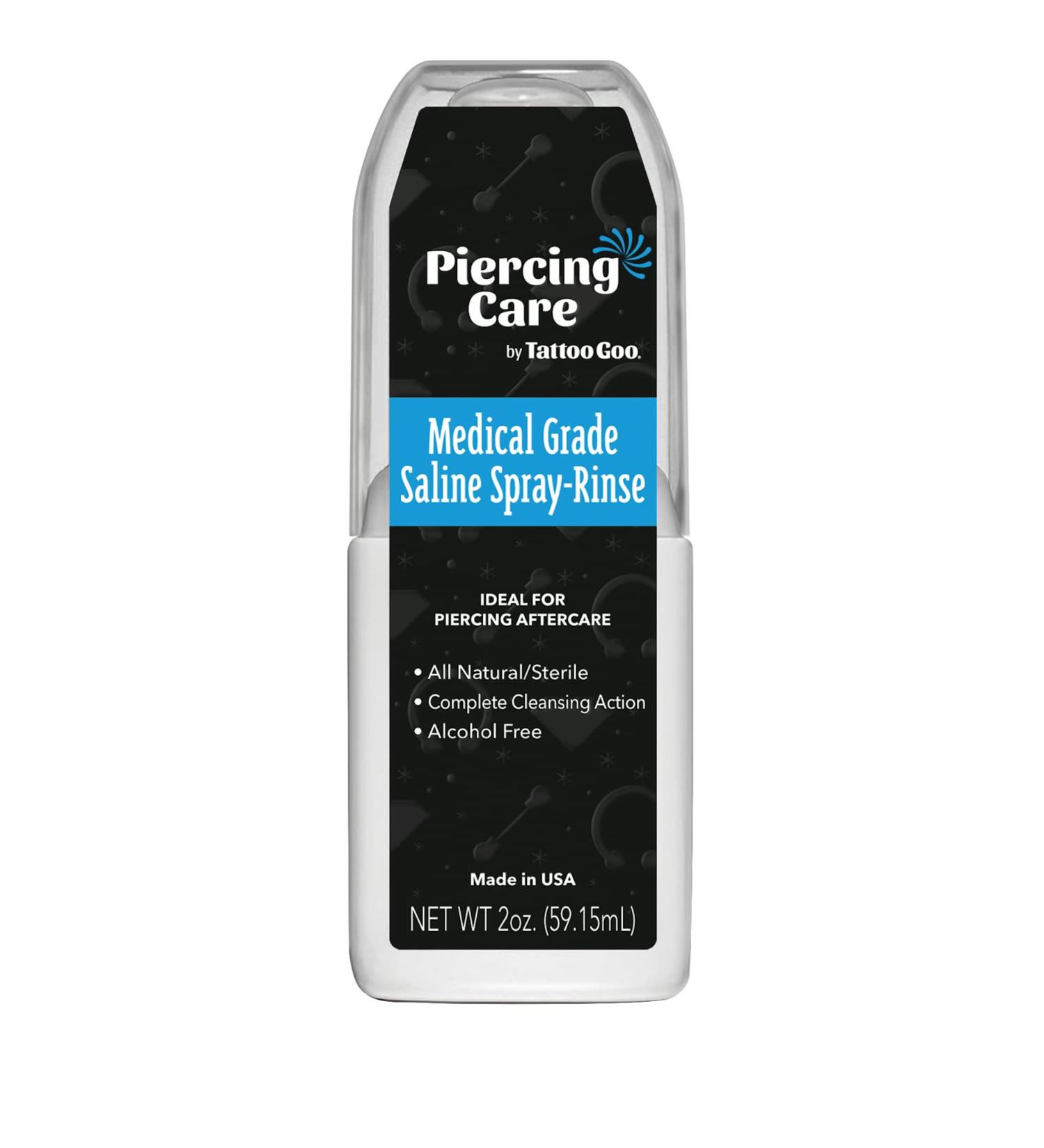 Medical Grade Tattoo Goo Saline Spray Rinse - 2 oz Piercing Aftercare with Sodium Chloride 99.9% - Buy Online on GoSupps.com