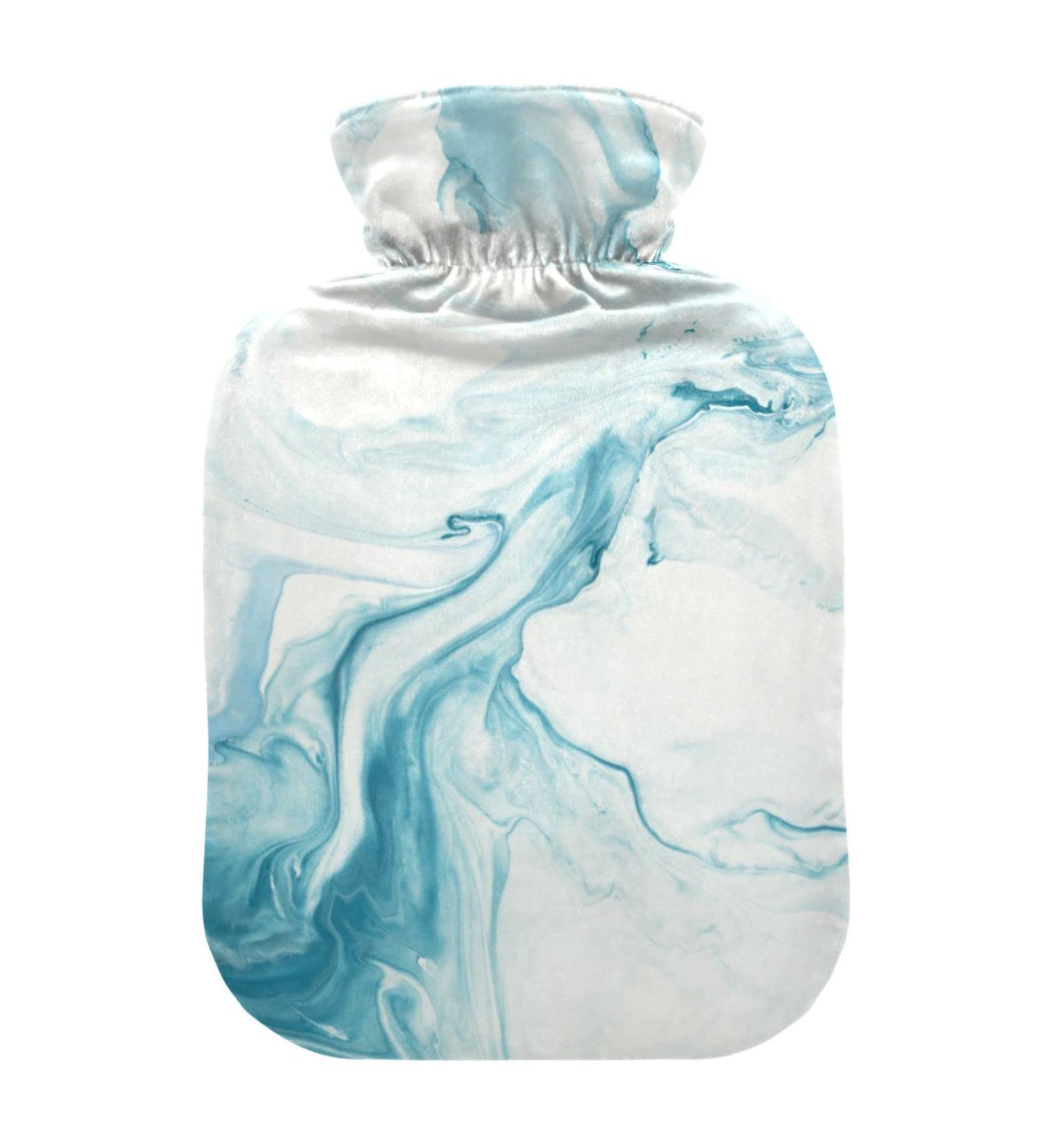 Blue Marble Hot Water Bottle with Cover - 2L for Pain Relief & Cramps Relief | International Shipping Available - Buy Online on GoSupps.com