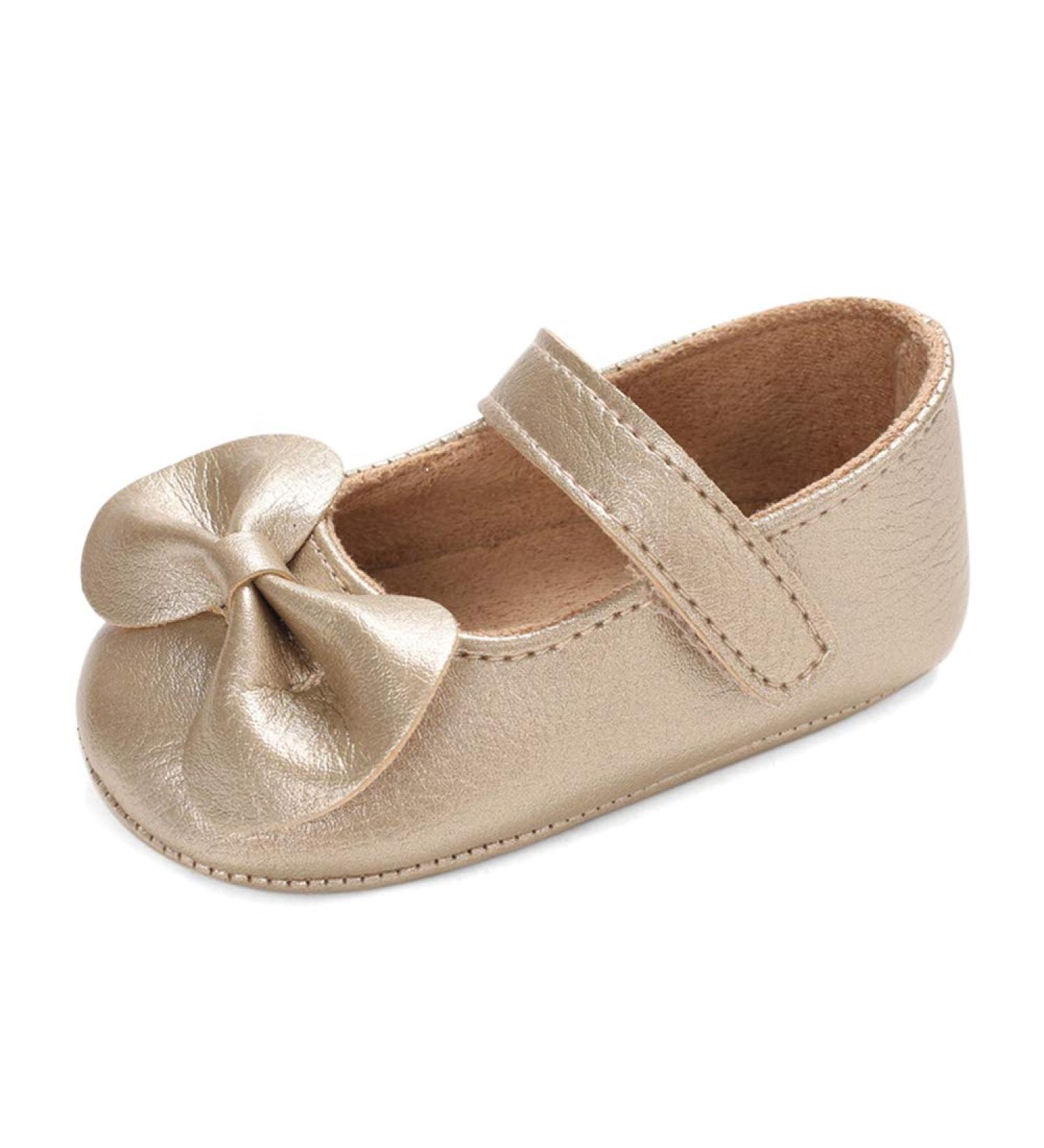 LACOFIA Baby Girls Anti-Slip Bowknot Mary Jane Shoes | 12-18 Months | Gold - Buy Online on GoSupps.com