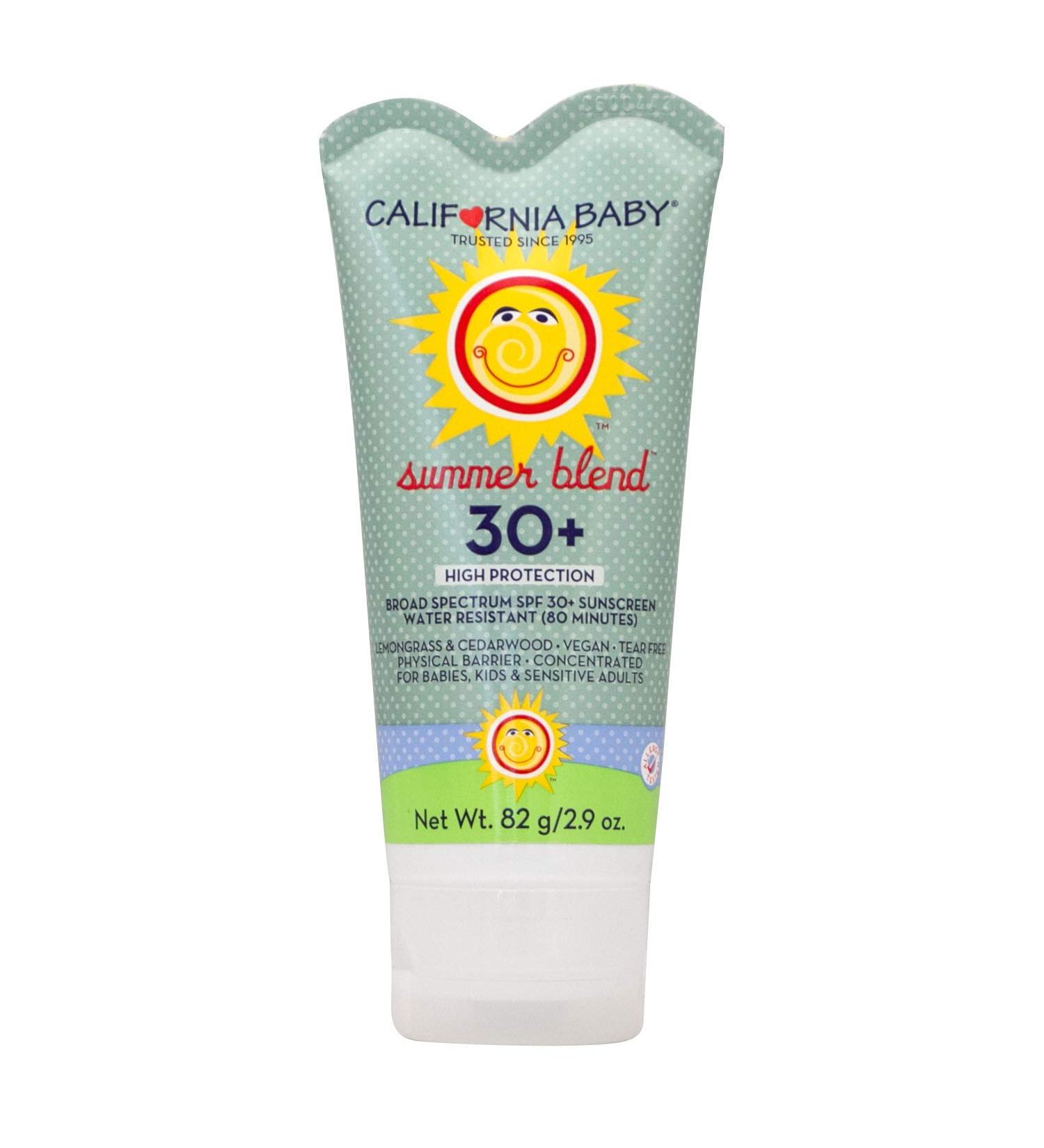 California Baby Summer Blend SPF 30+ Sunscreen Lotion for Babies, Kids & Adults - Fragrance Free, Water Resistant - 2.9oz - Buy Online on GoSupps.com