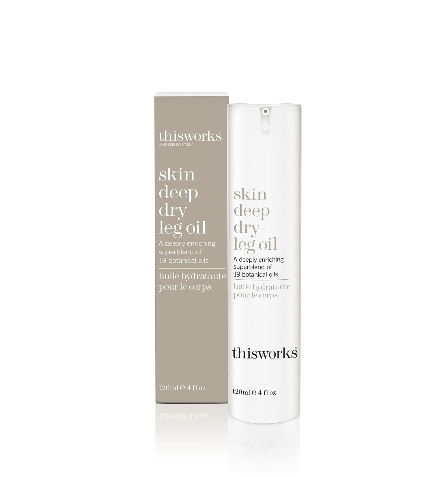 this works Skin Deep Dry Leg Oil - 9 Essential Oils for Soft, Shiny Skin - 120ml - Buy Online on GoSupps.com