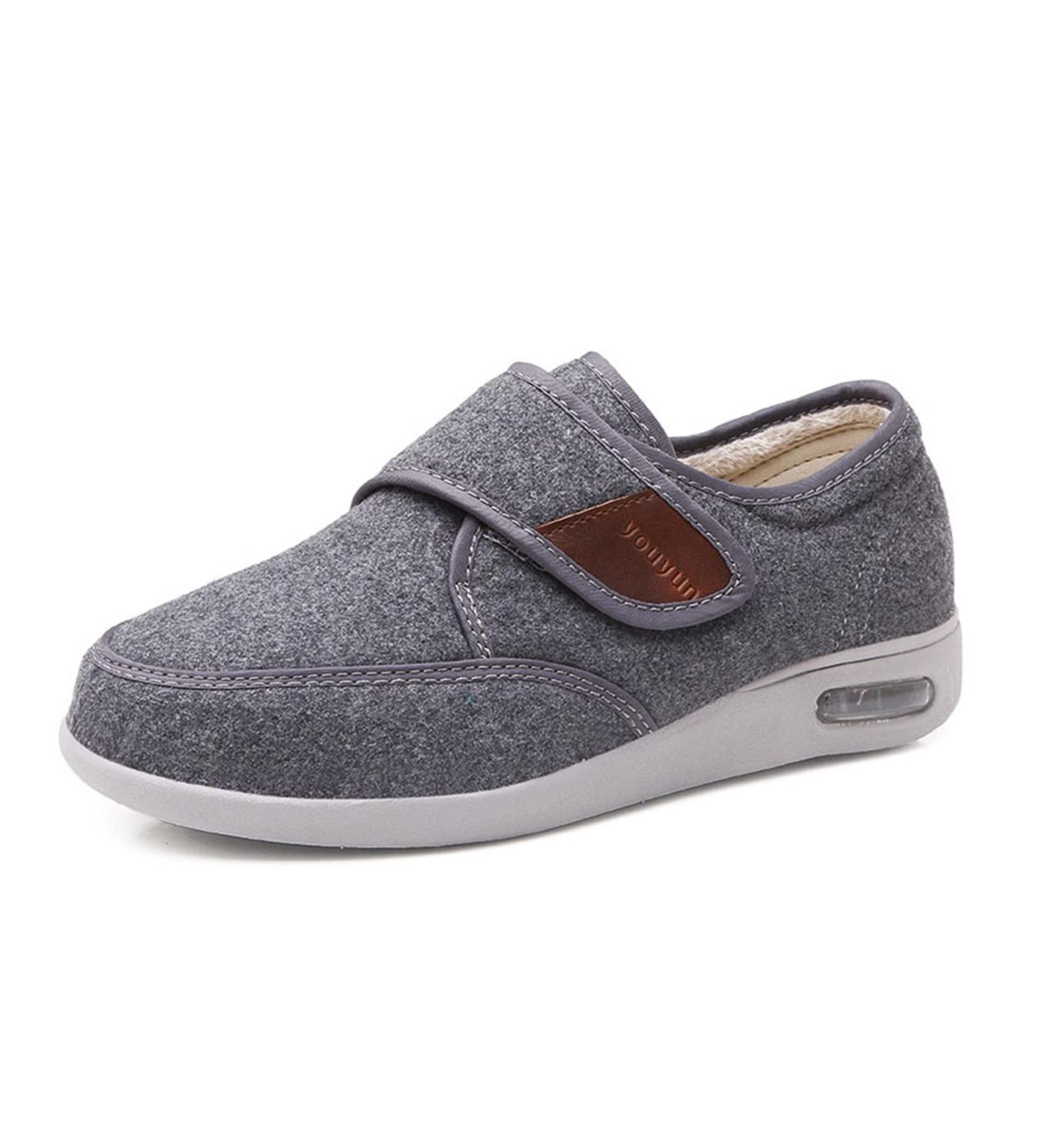 Men's Wide Diabetic Edema Adjustable Shoes - Orthopedic Comfort for Swollen Feet - Size 9.5 Grey - Buy Online on GoSupps.com