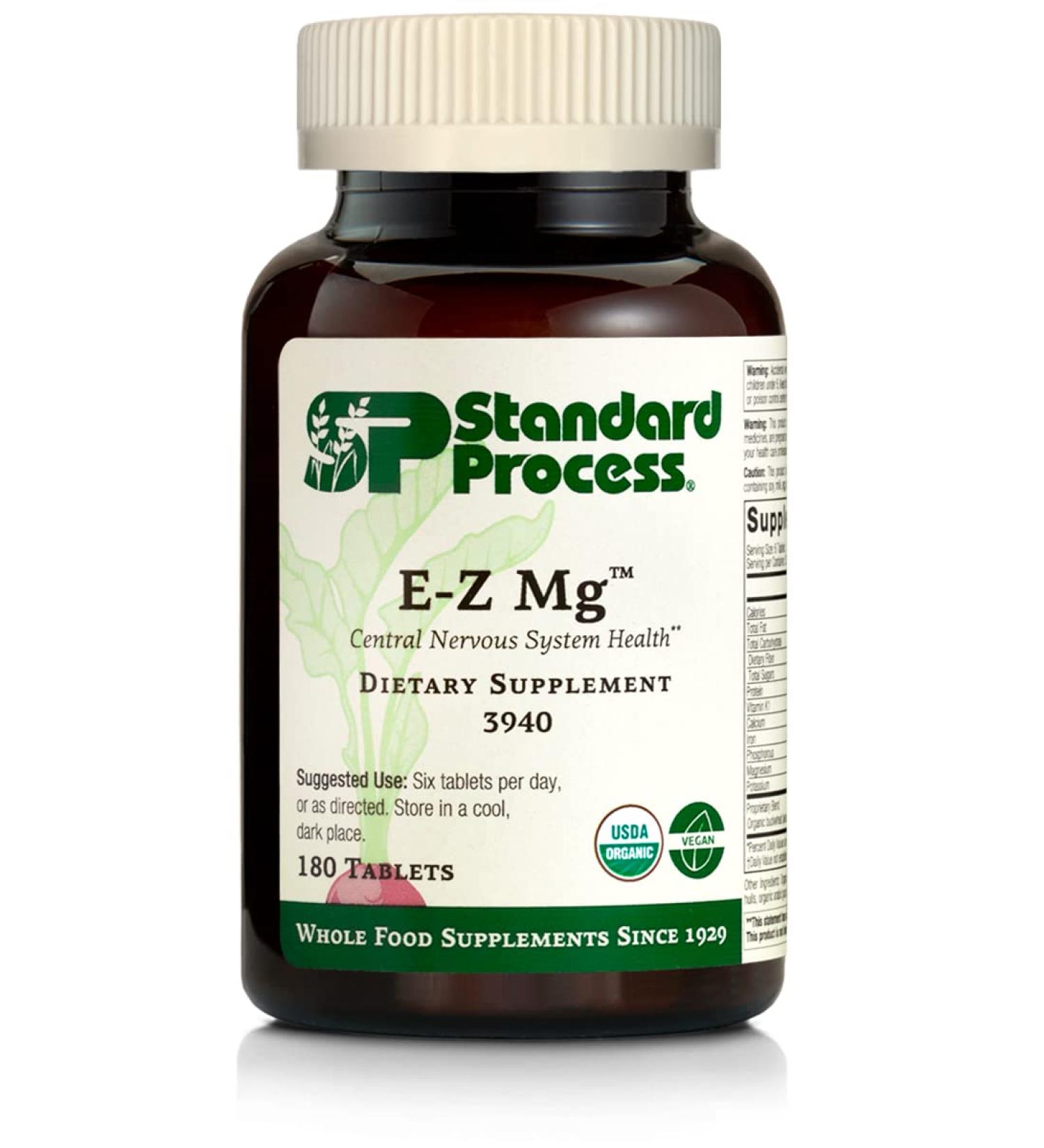 Standard Process E-Z Mg 180 Tablets - Plant-Based Organic Formula for Magnesium Intake Support - Buy Online on GoSupps.com