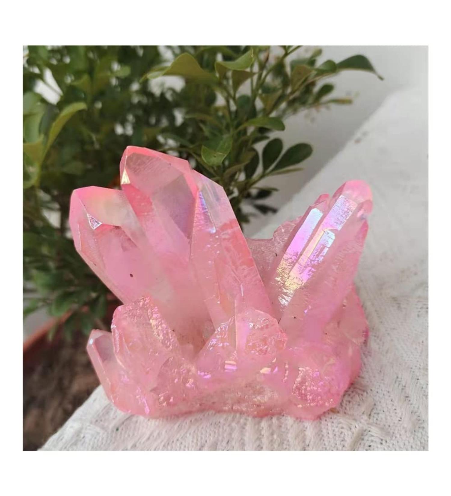 Choice of Gifts 1pcs 120-180g Natural Angel Crystal Cluster Pink Electroplating Titanium Coating Quartz Cluster Vibration Stone ningxiao (Size : 120-150g) - Buy Online on GoSupps.com